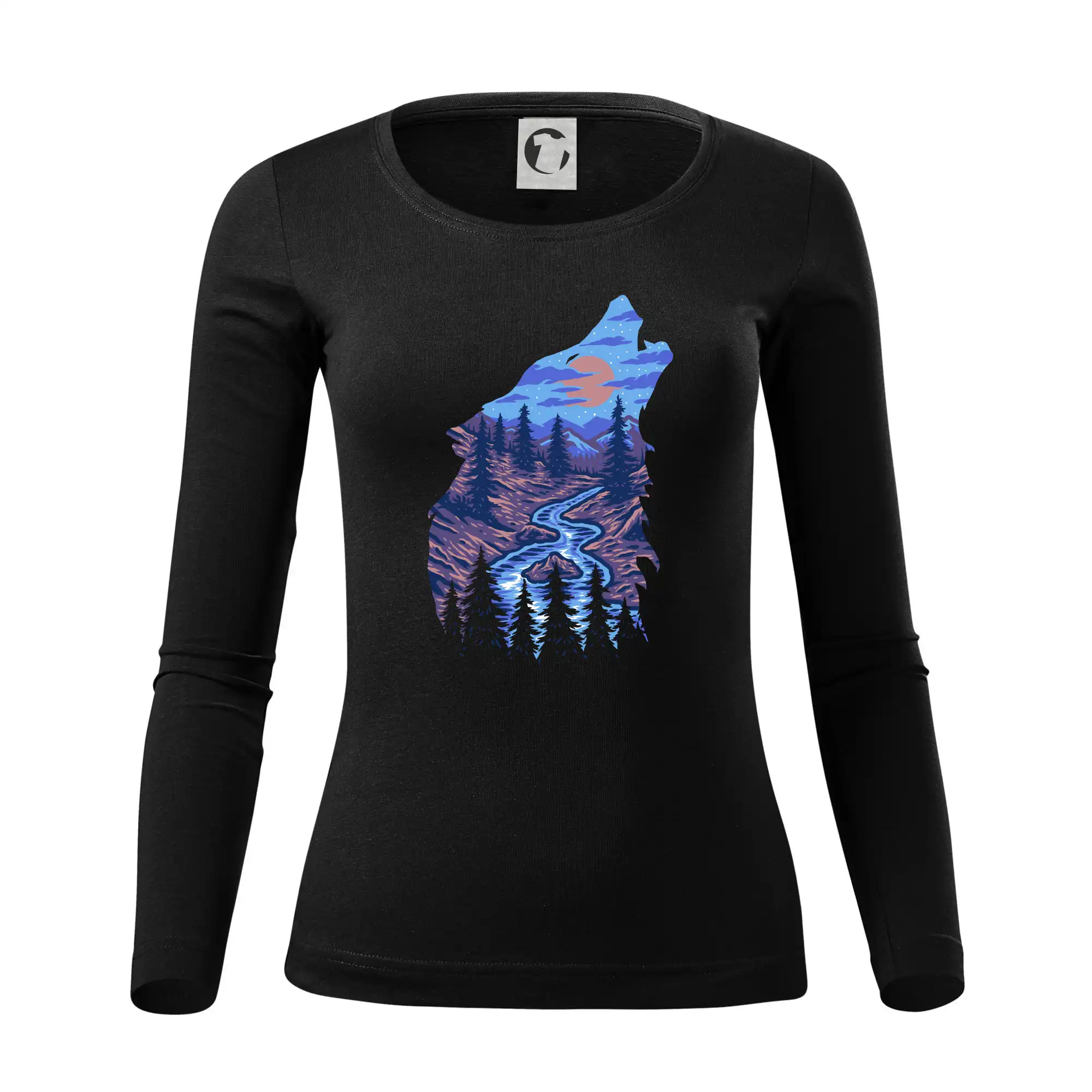 Obrys hlava vlka v noci