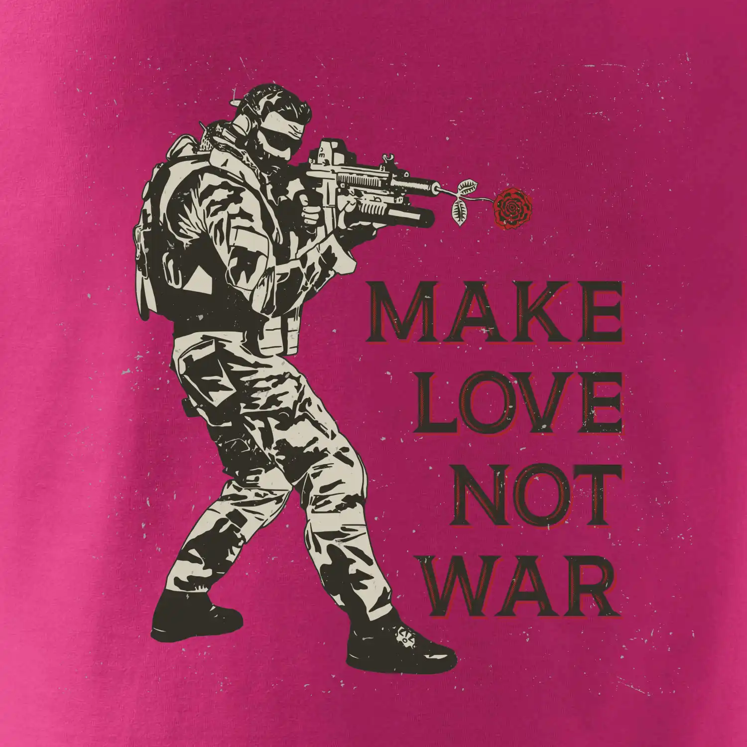 Růže ve zbrani, make love not war