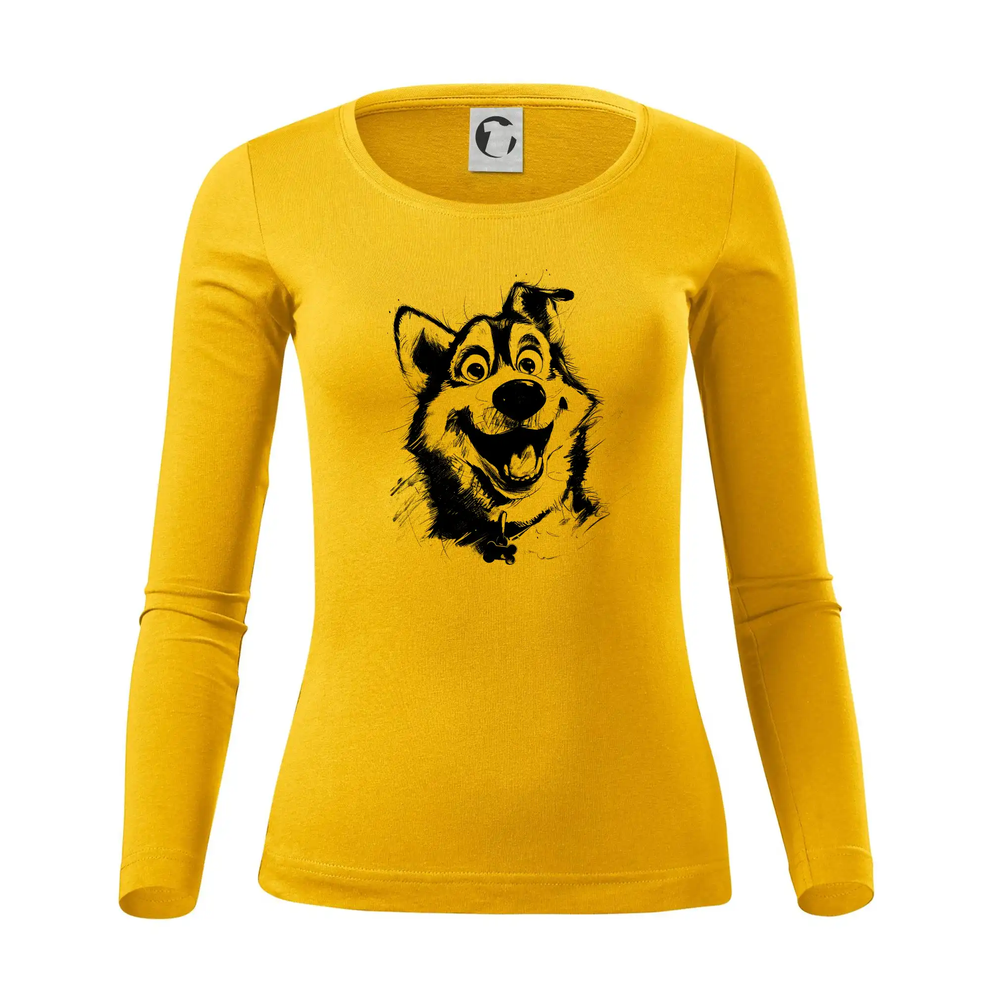 Černobílá karikatura husky