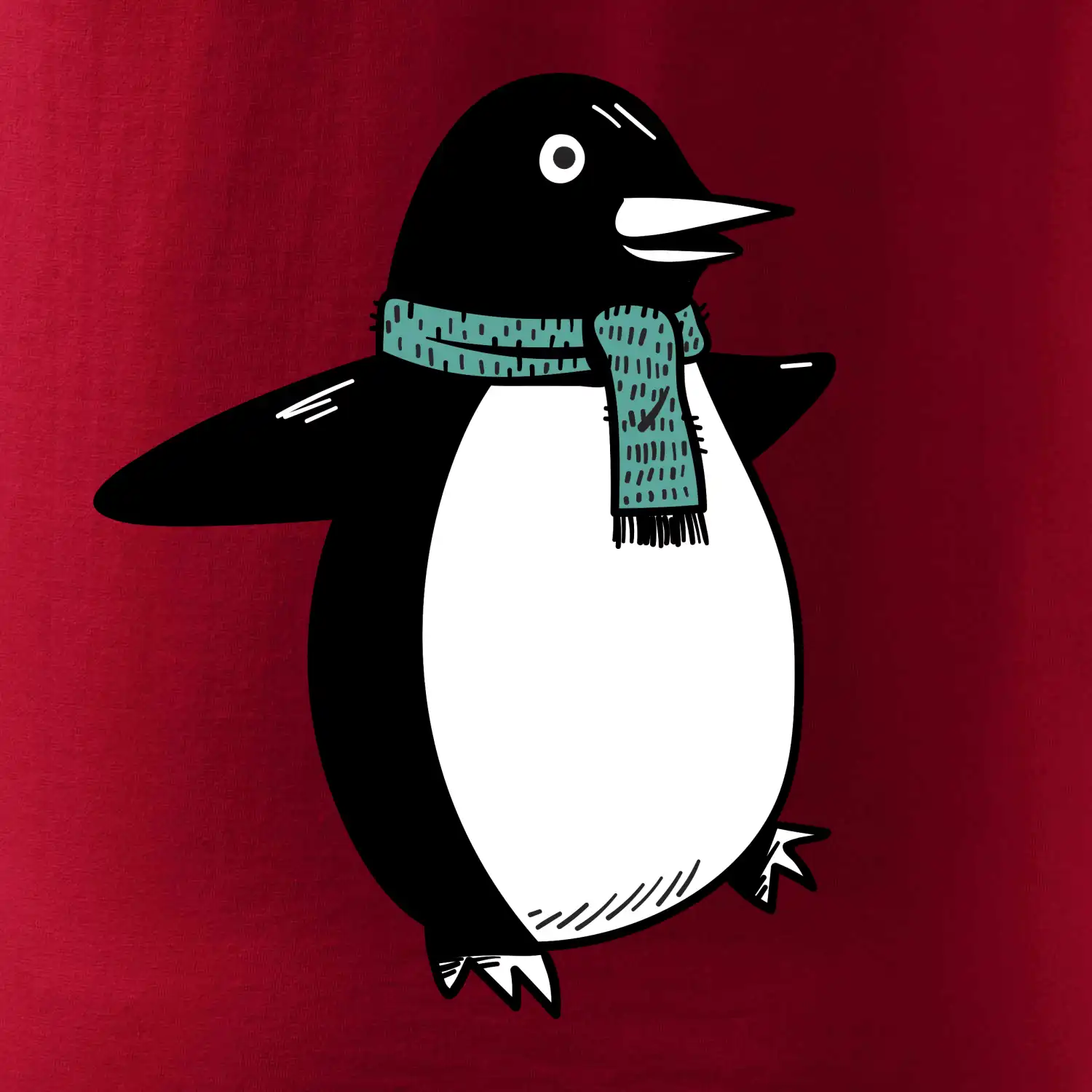 Tučňák se zelenou šálou