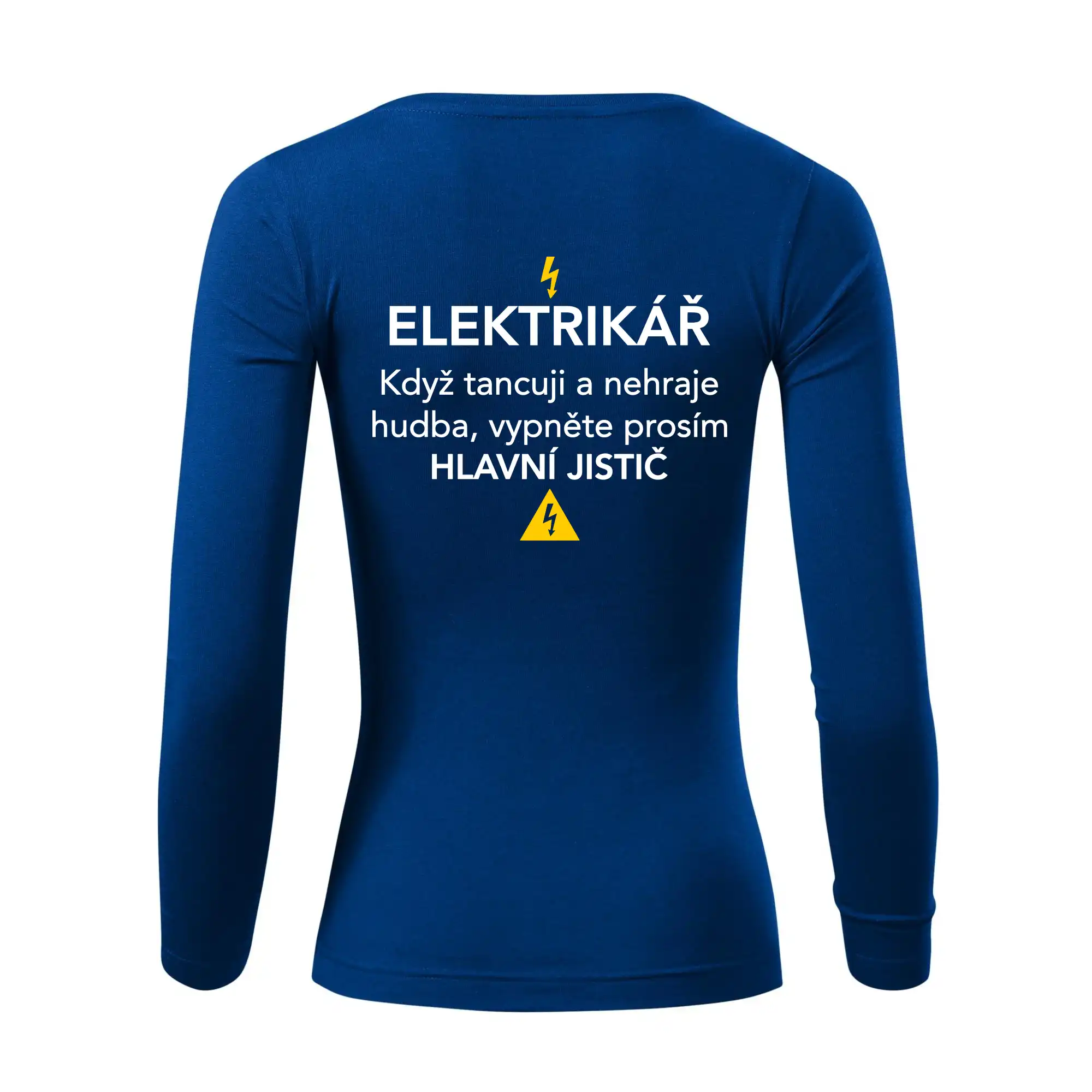 Elektrikář - hlavní jistič - Nápis na zádech