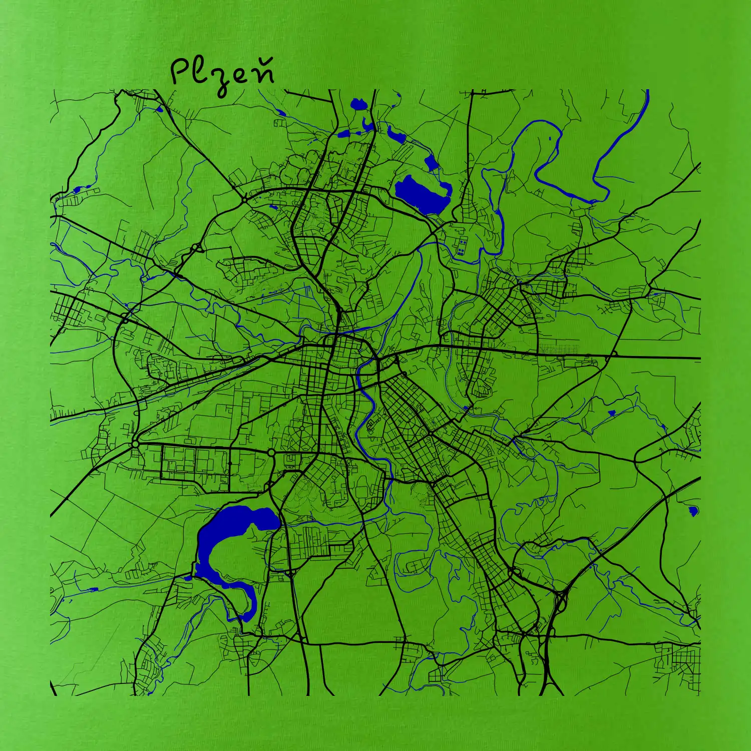 Plzeň mapa s vodními toky