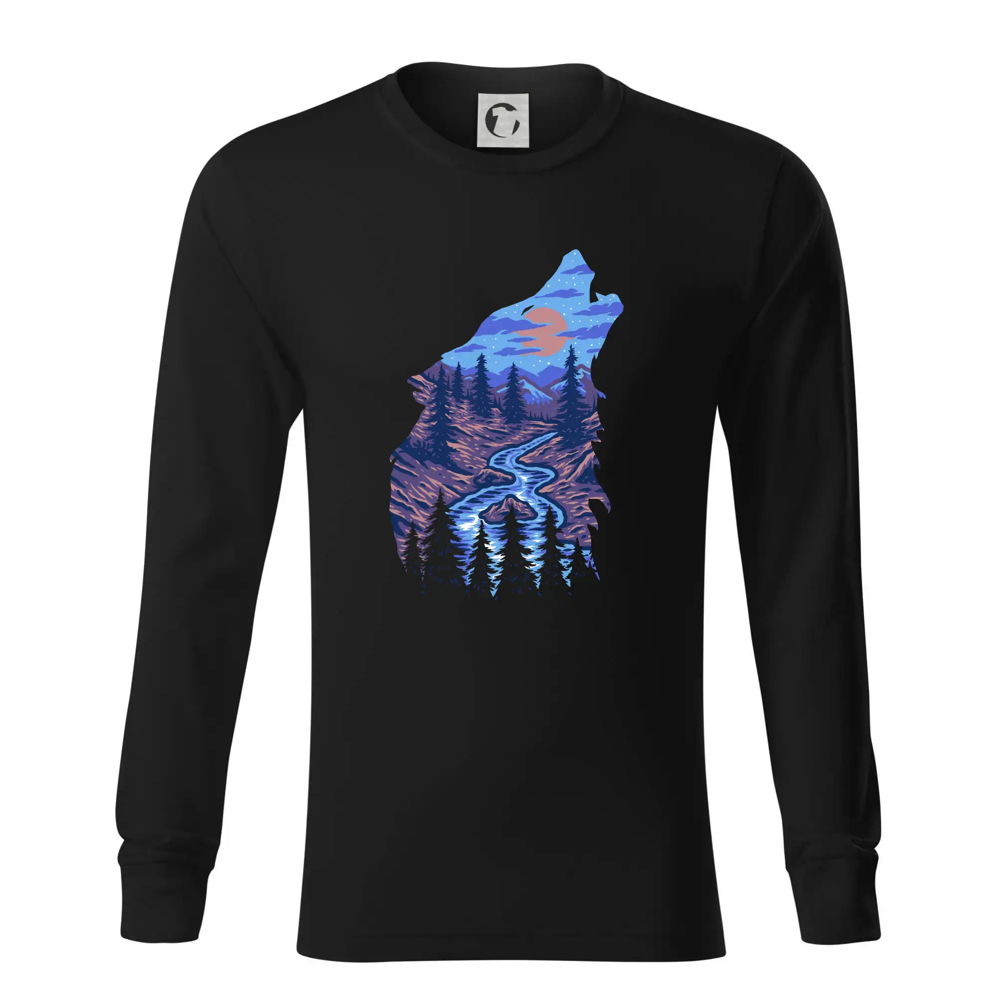 Obrys hlava vlka v noci