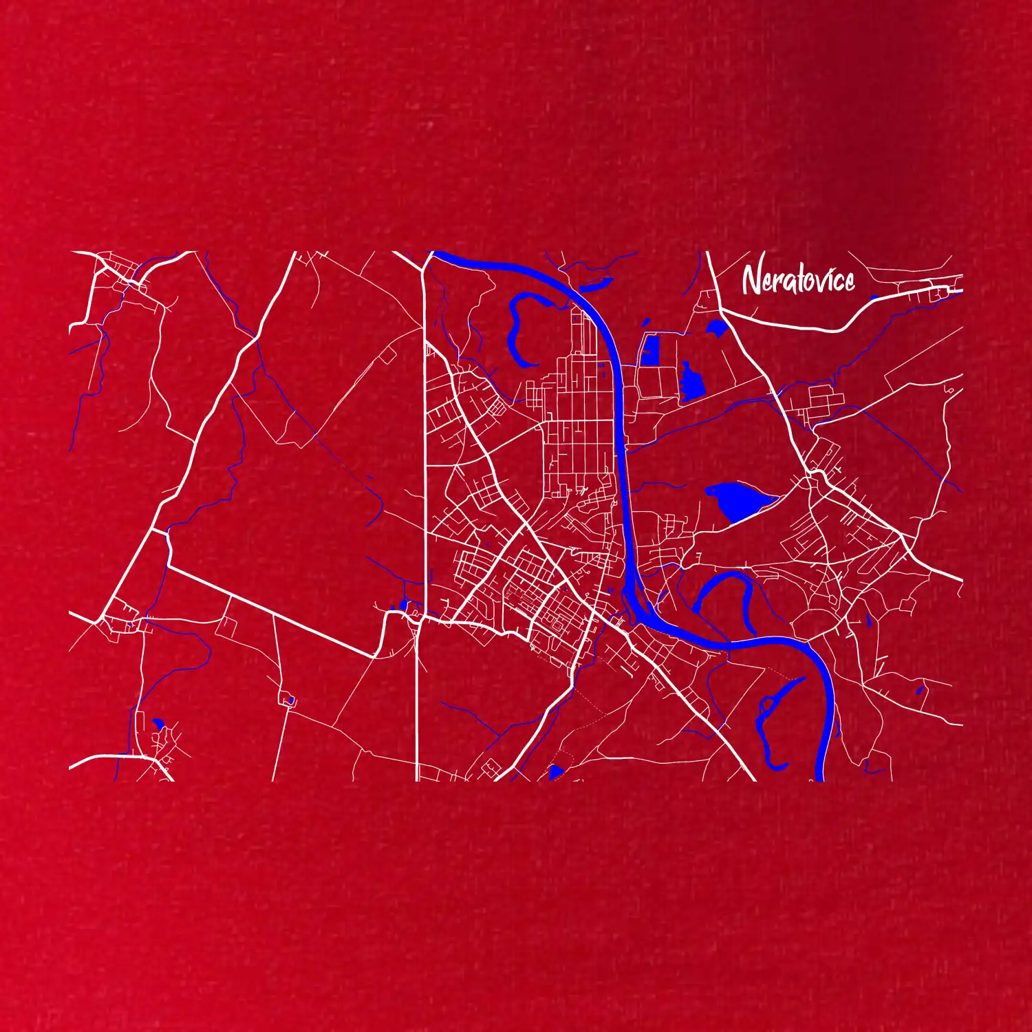 Neratovice - Mapa s vodními toky
