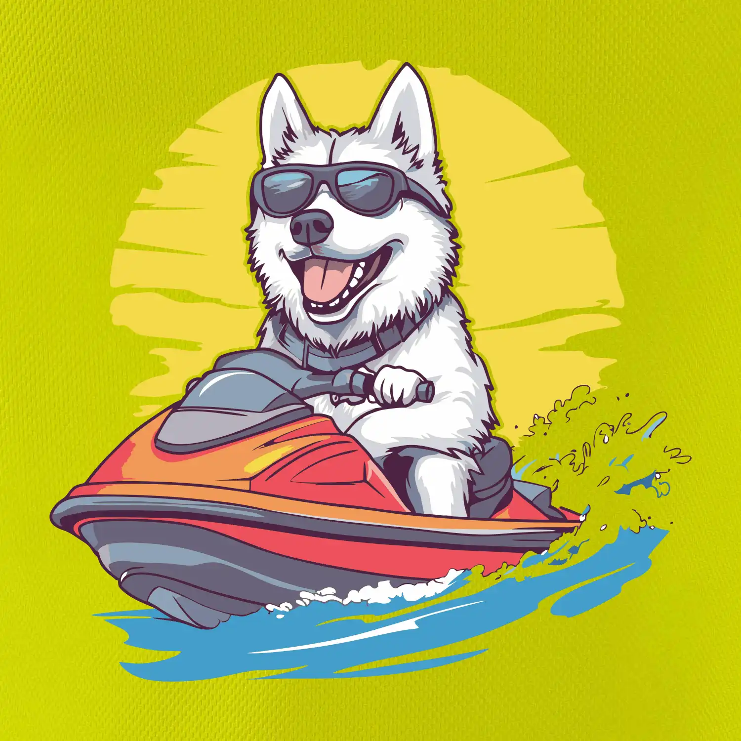 Husky na vodním skútru