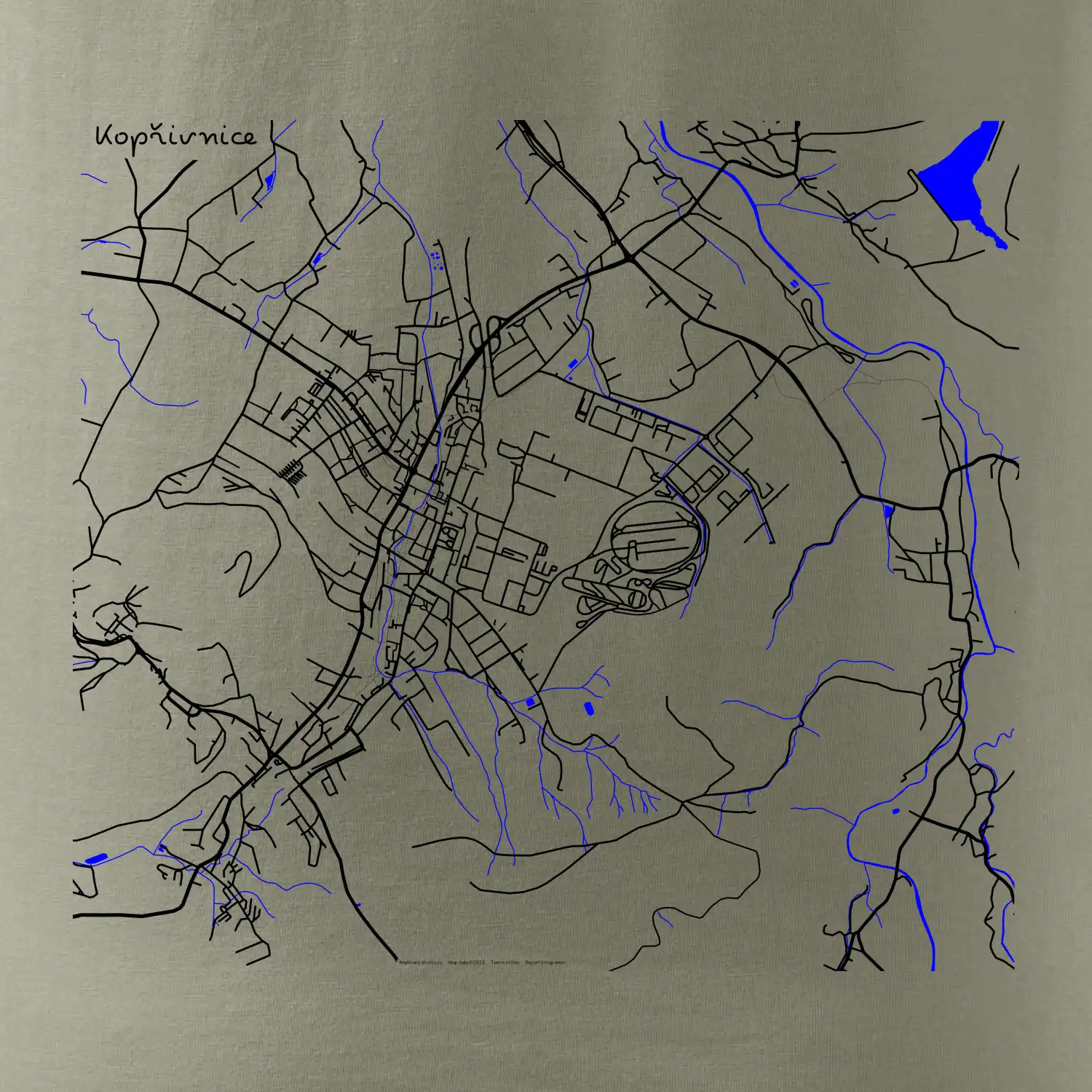 Kopřivnice - Mapa s vodními toky