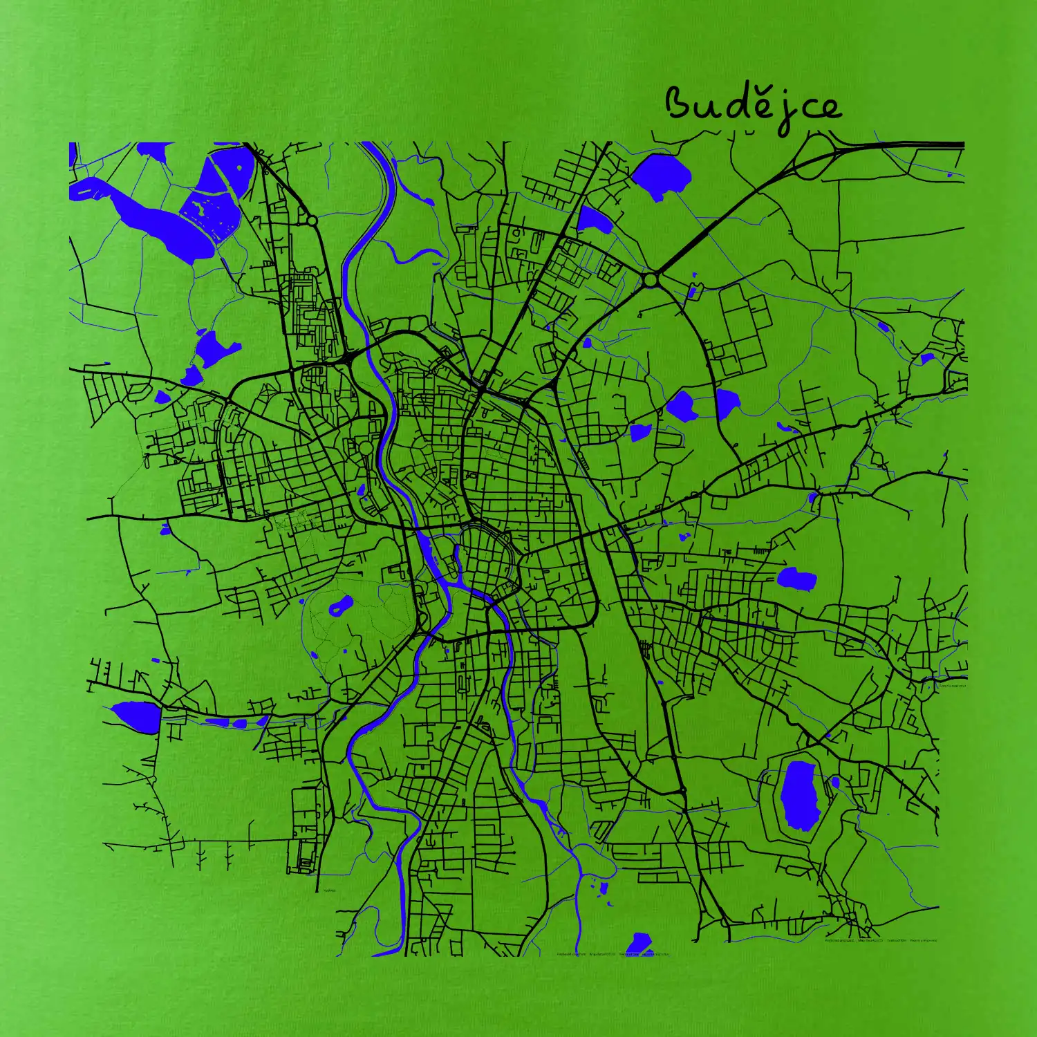 Budějce  - Mapa s vodními toky
