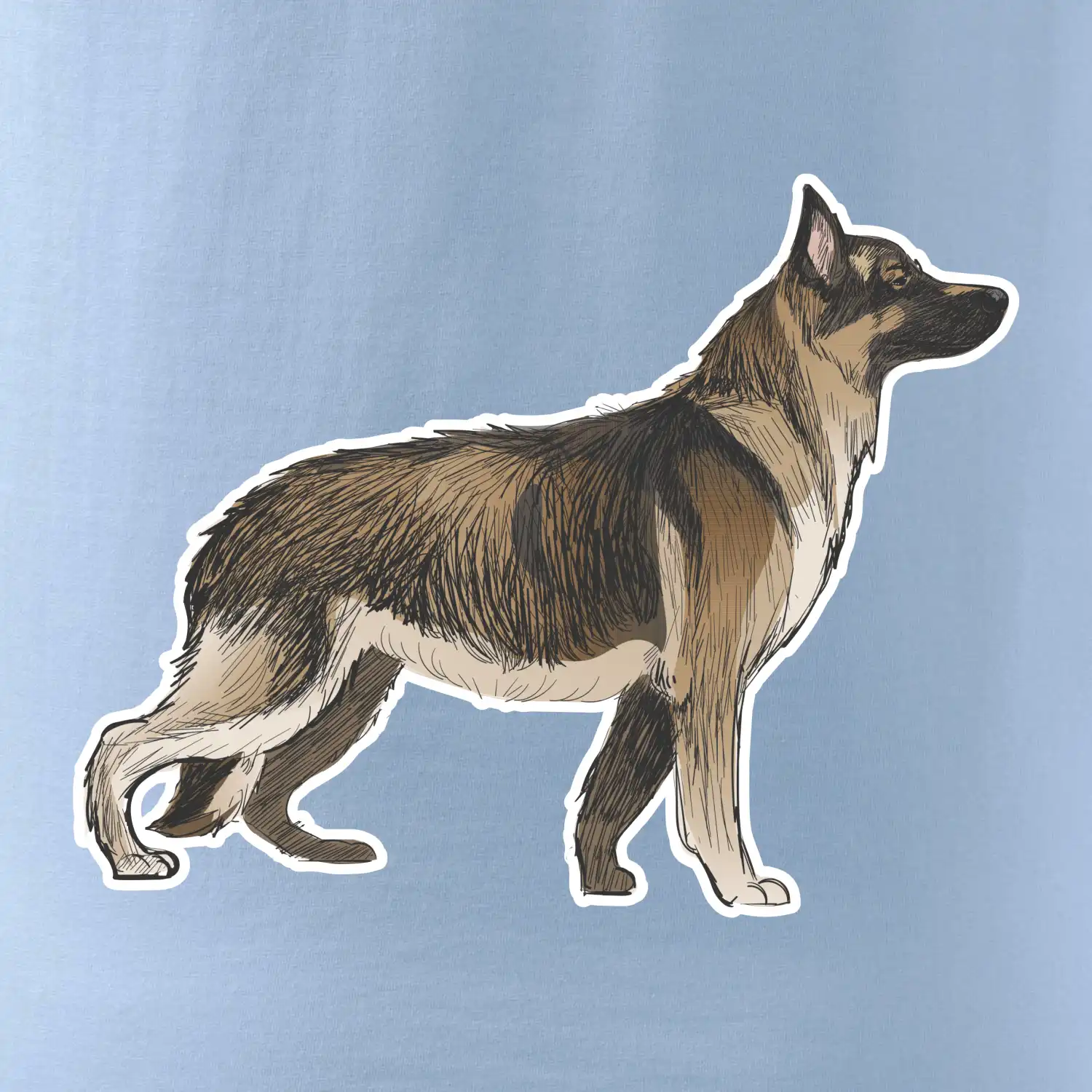 Německý ovčák - hnědý kreslený