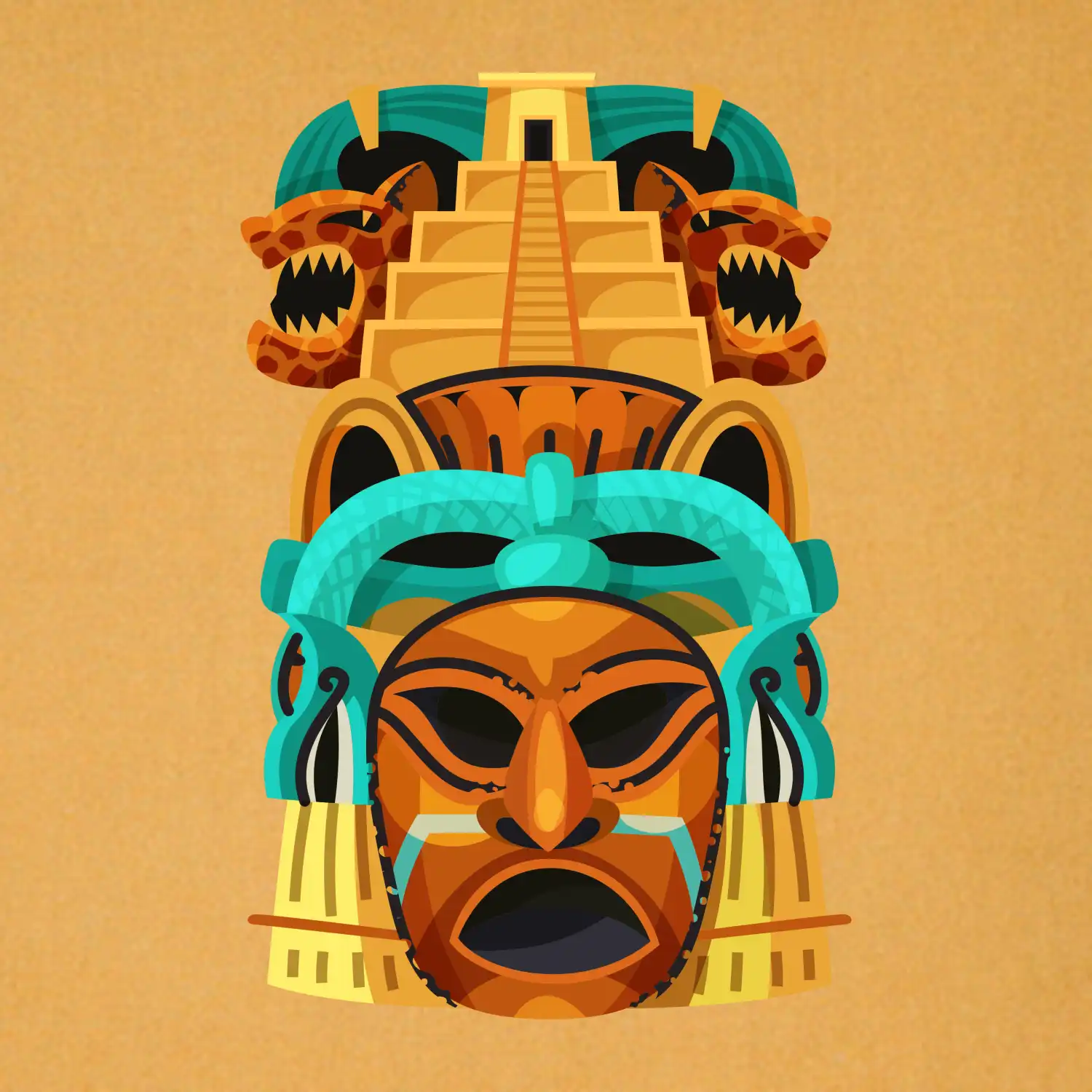 Mayové maska s pyramidou