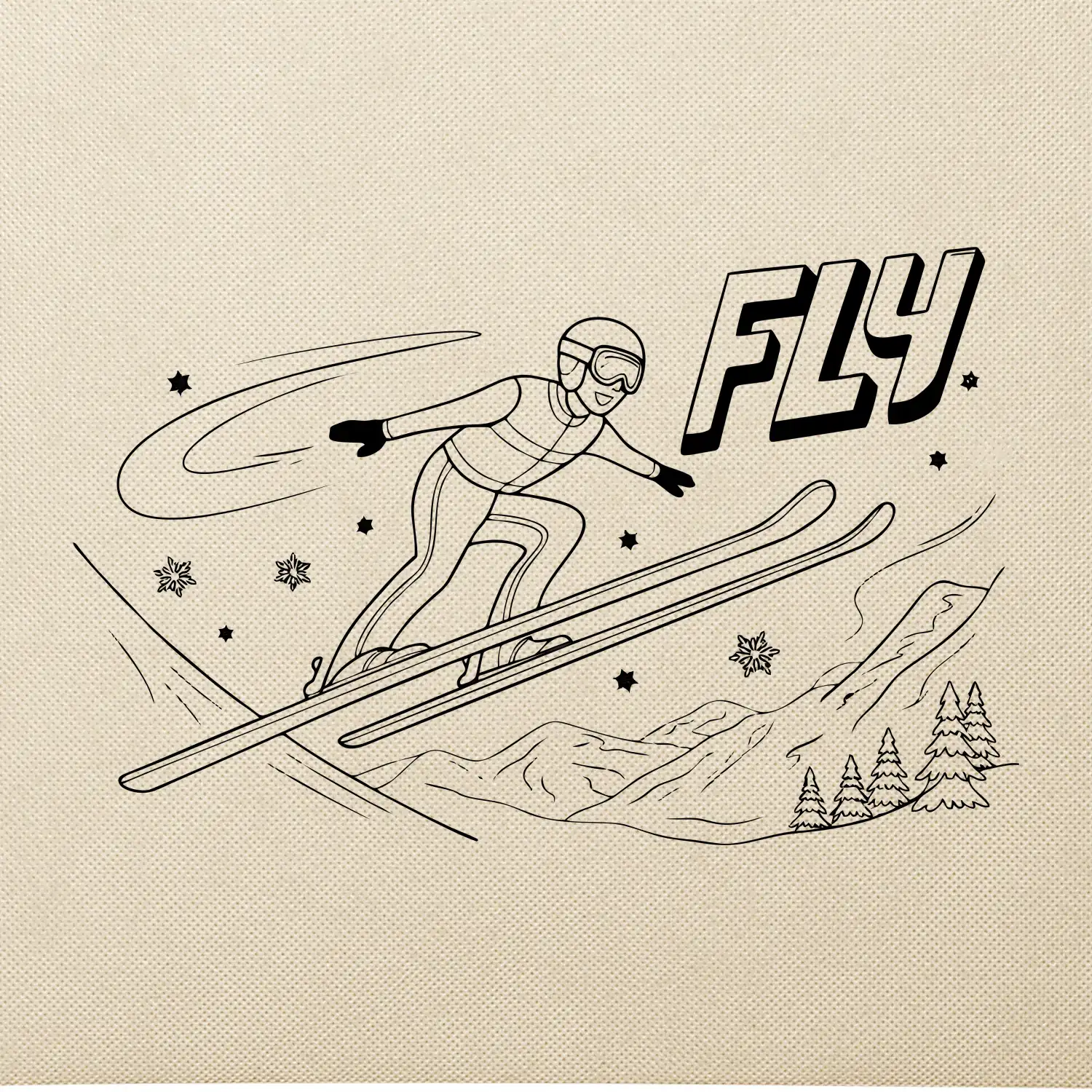 Skokan na lyžích černý obrázek FLY