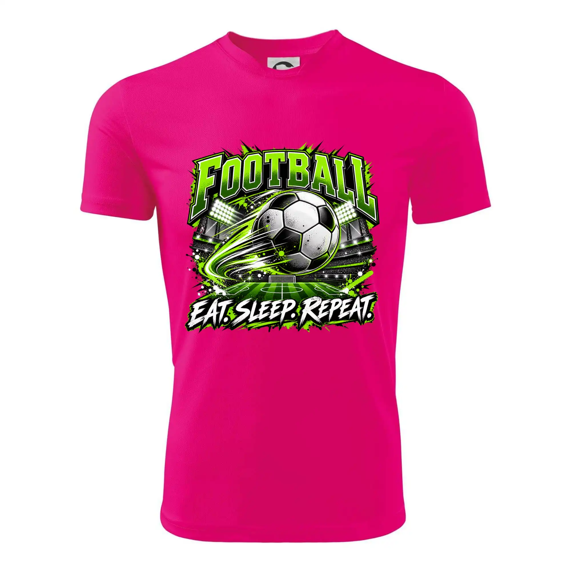 Fotbalový míč a stadion eat sleep repeat
