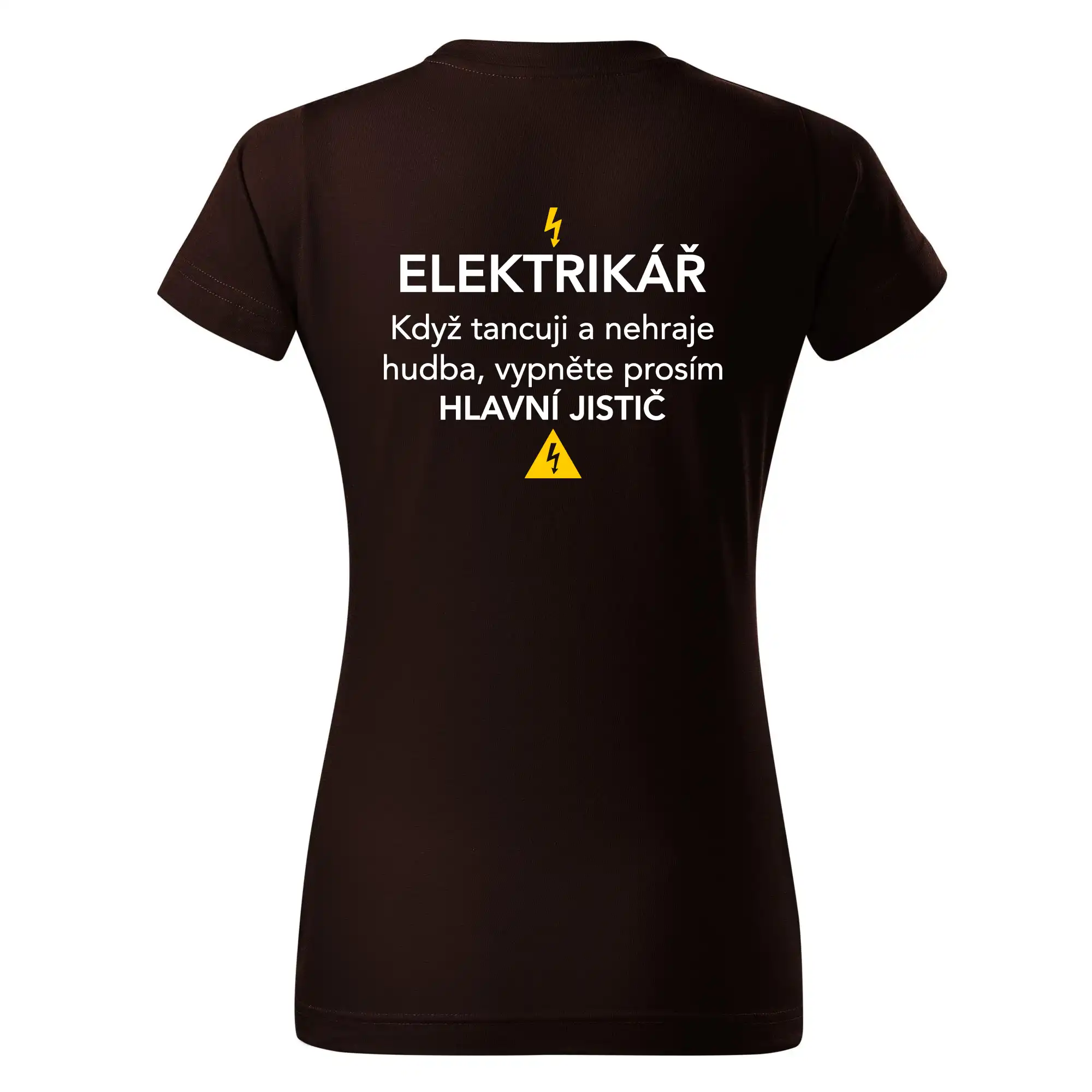 Elektrikář - hlavní jistič - Nápis na zádech