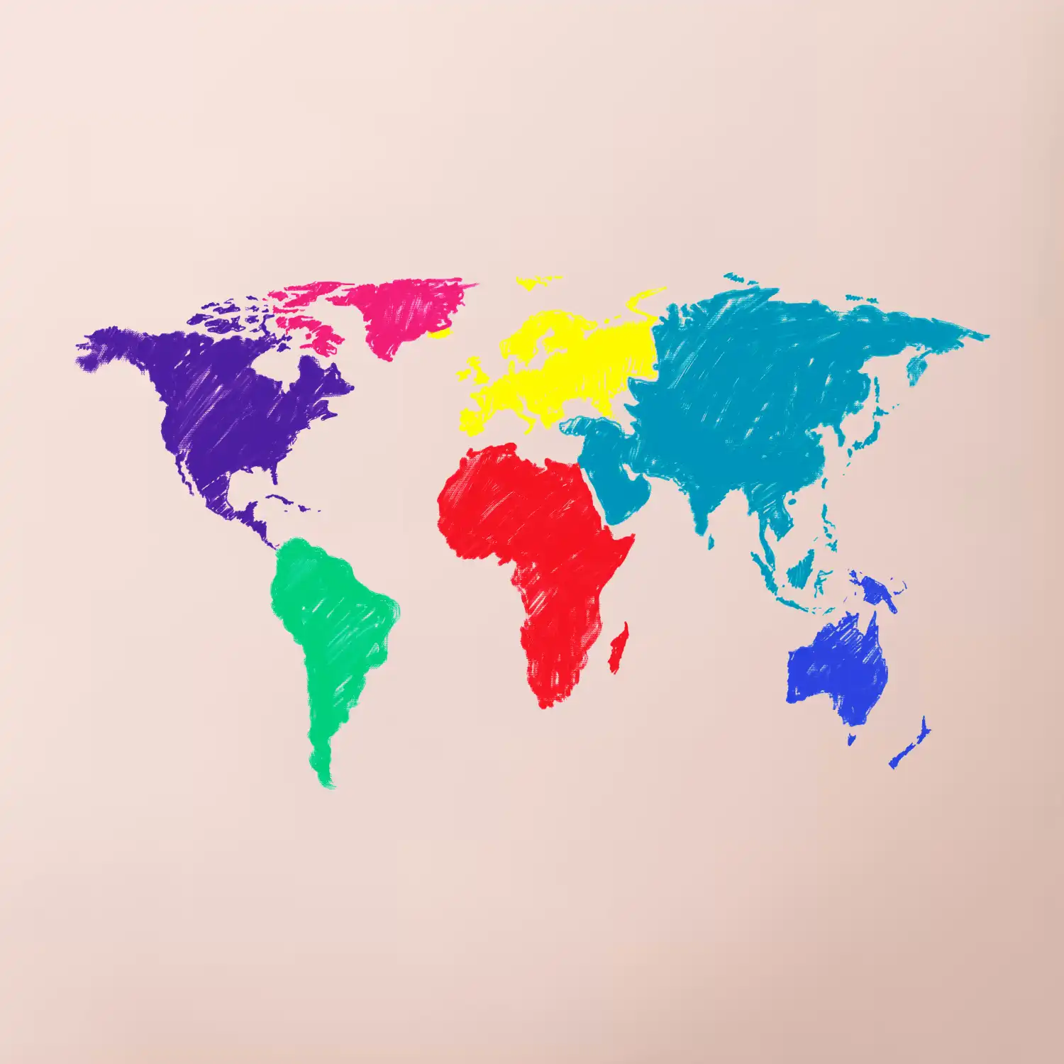 Světové kontinenty bez názvů - barevné