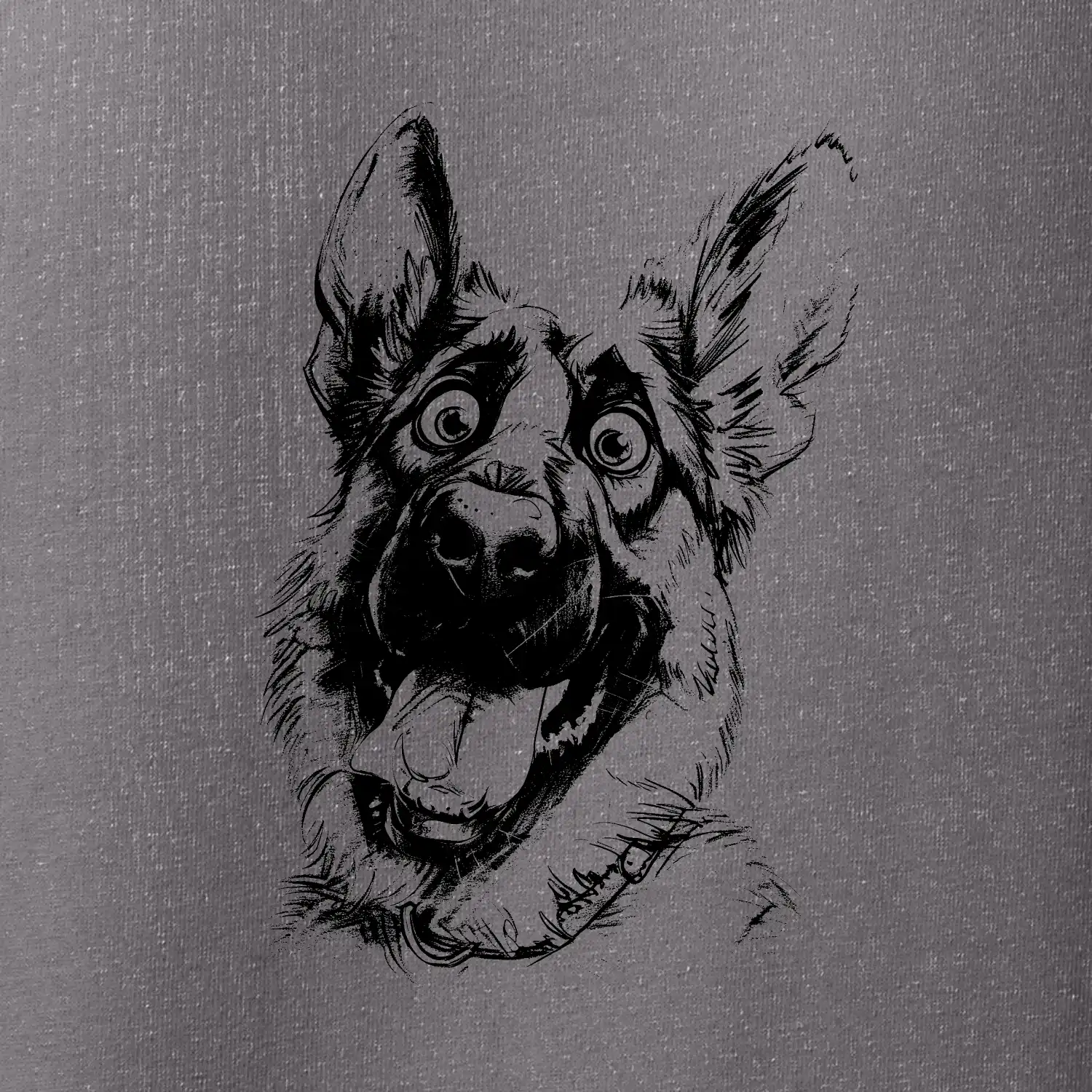 Černobílá karikatura Německý ovčák