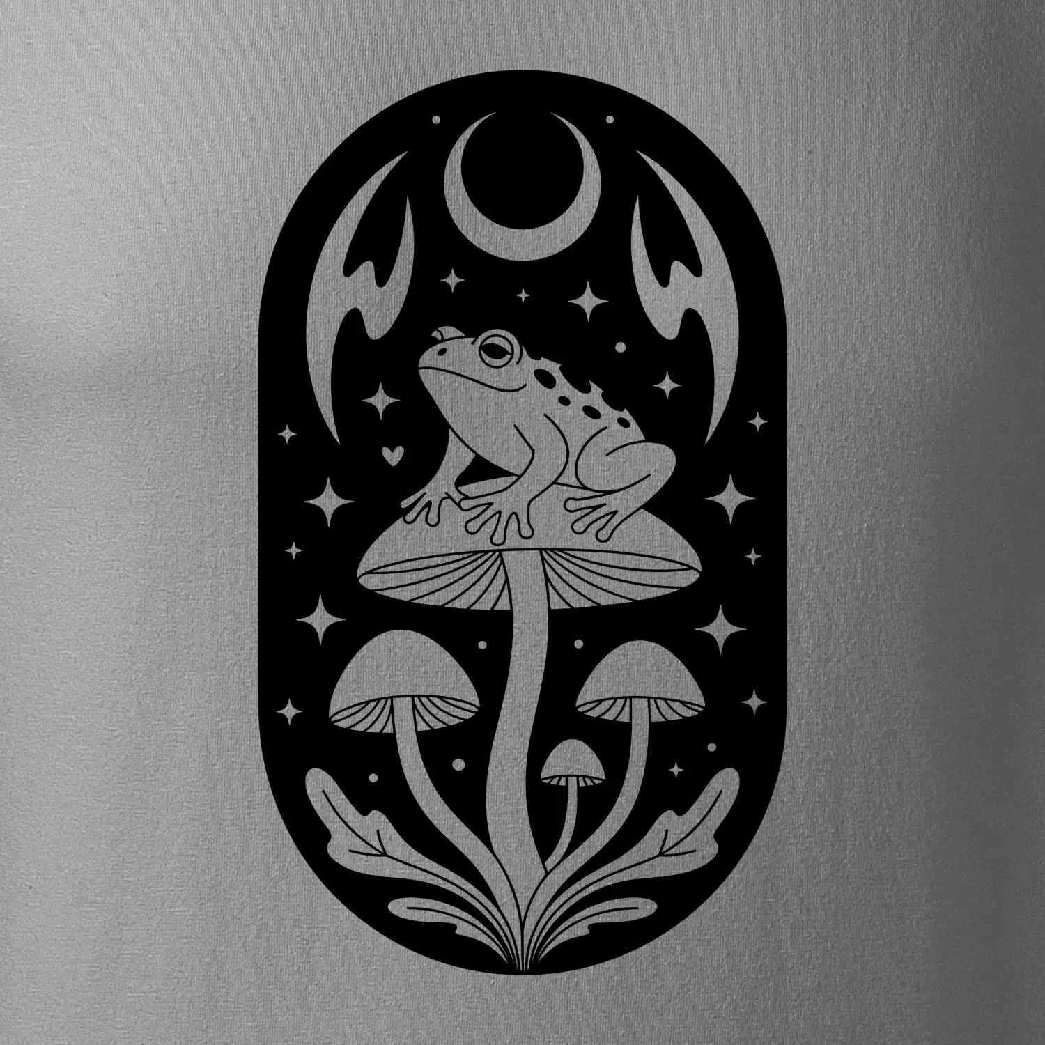 Goblincore černobílá oválná žába