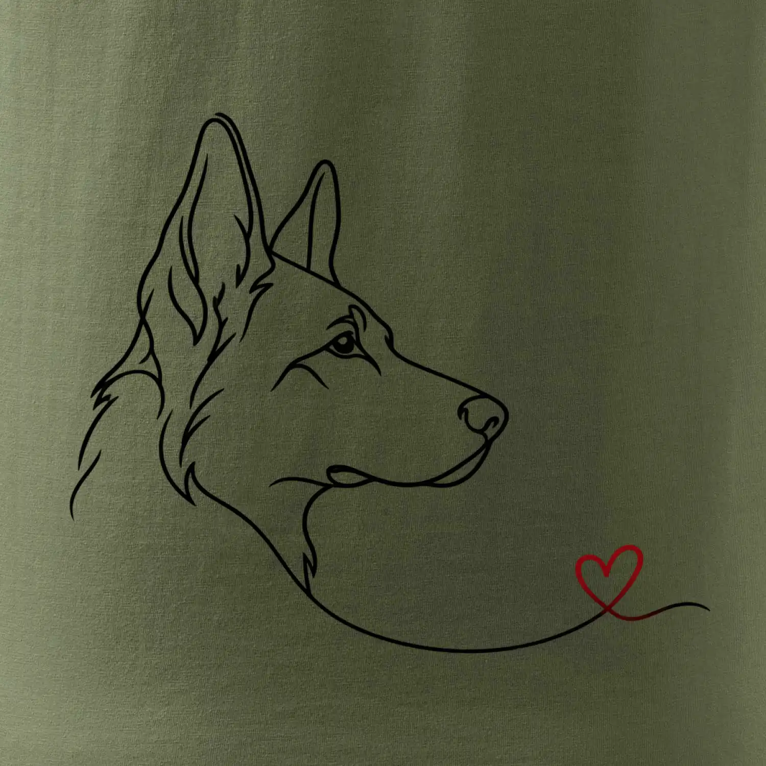 Vlčák a srdce - minimalistická linka