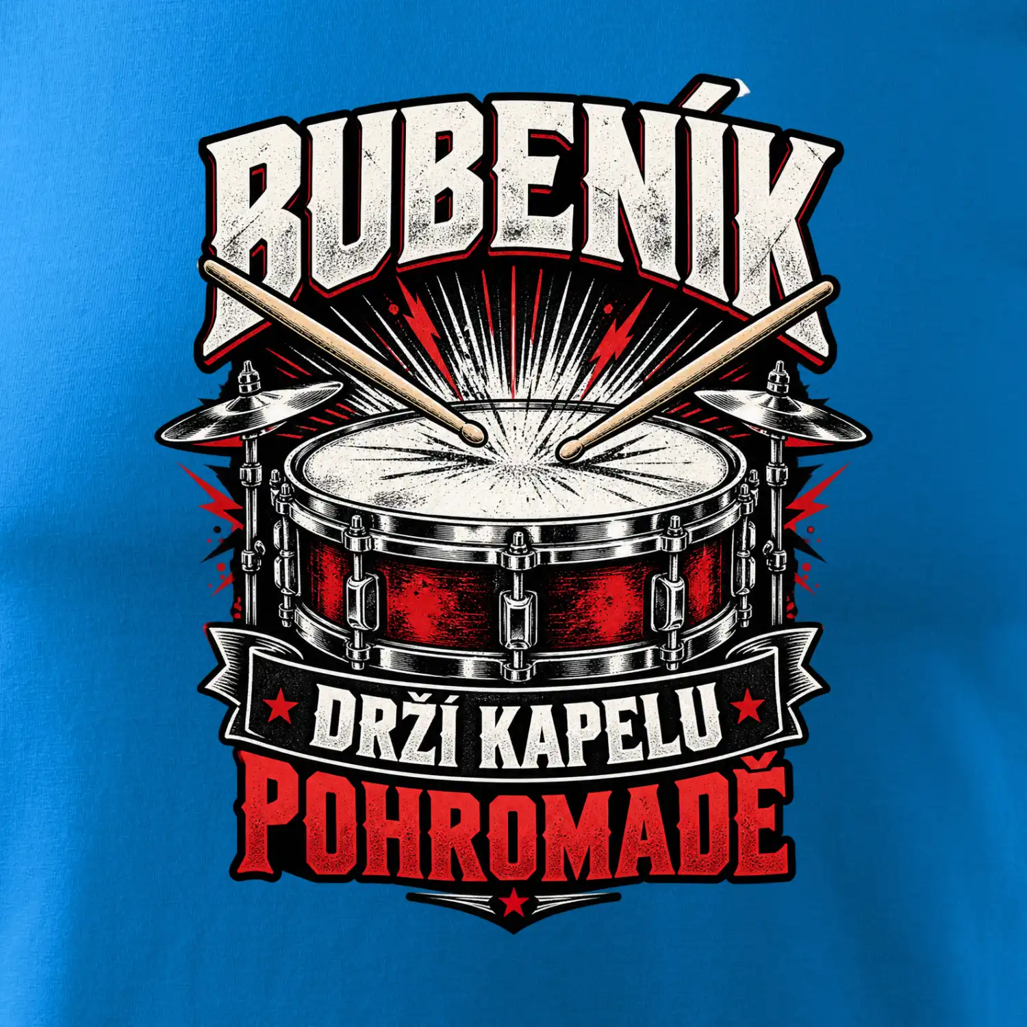 Bubeník drží kapelu pohromadě - červený rockový buben
