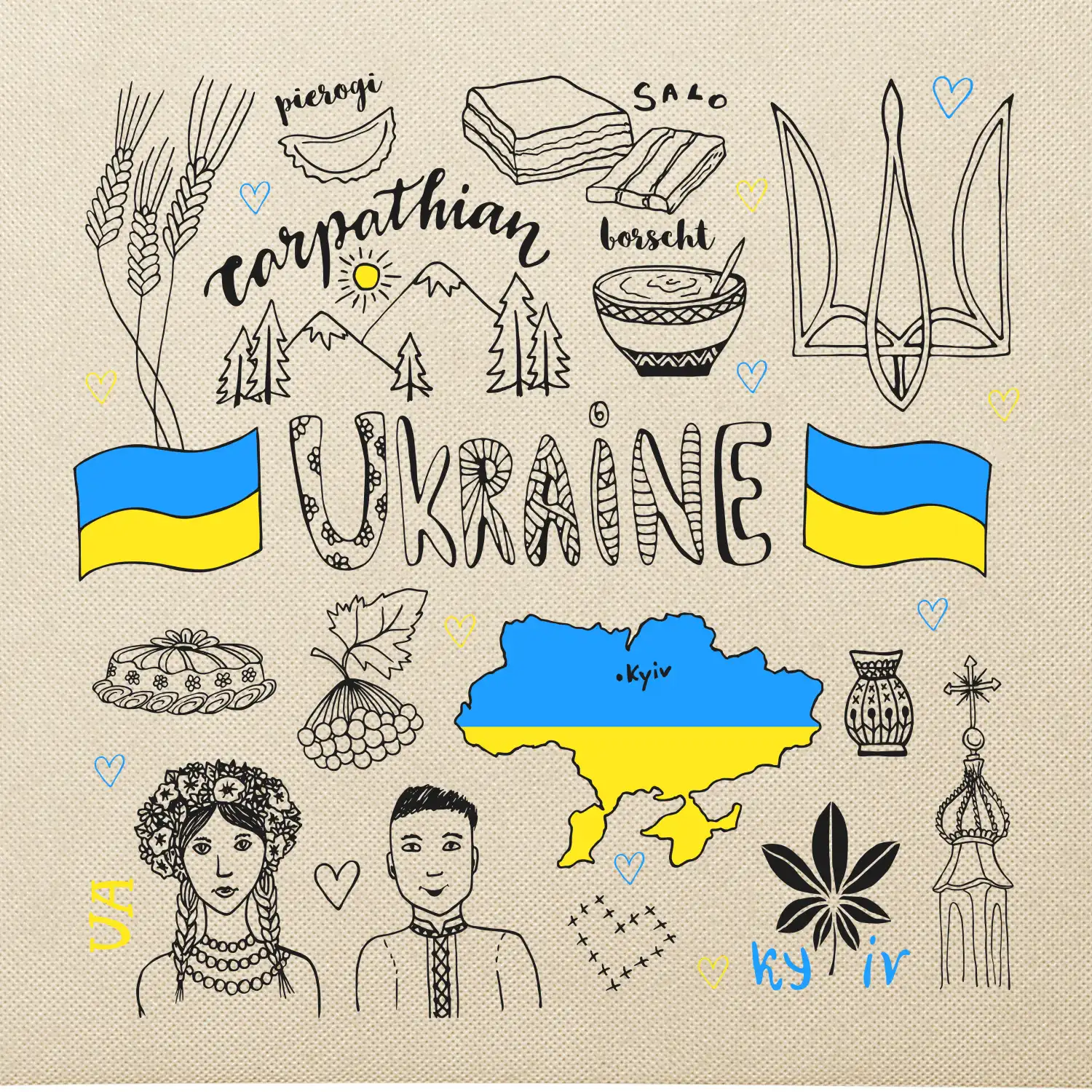 Ukrajina folklor - kreslené obrázky