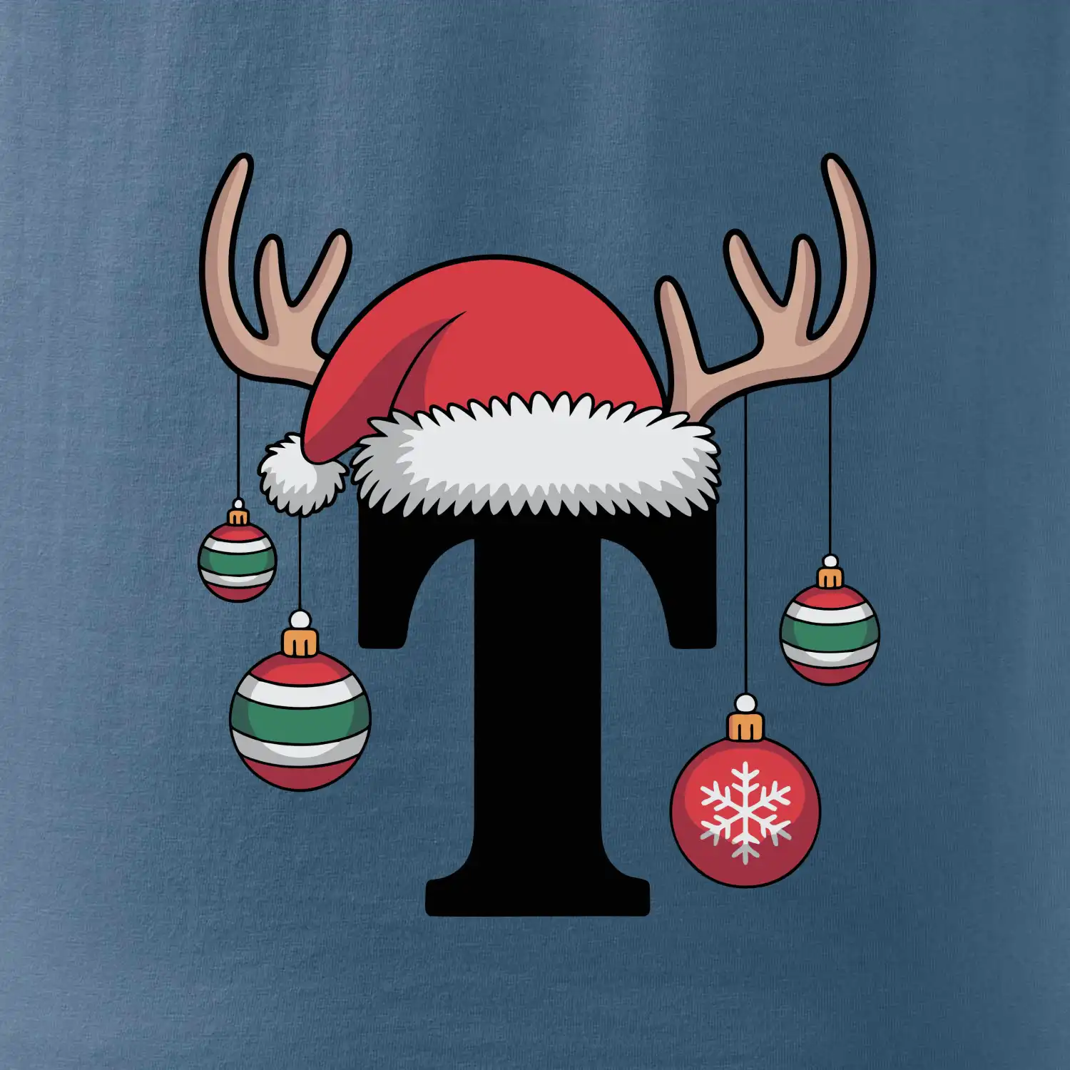 Vanoční rodinná trička - písmeno a čepice