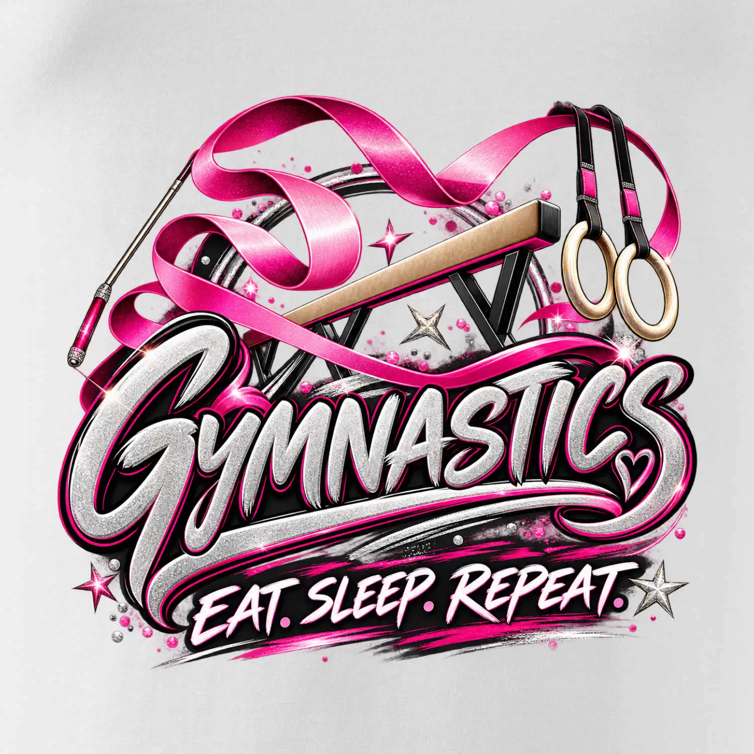 Gymnastická stuha a kruhy eat sleep repeat