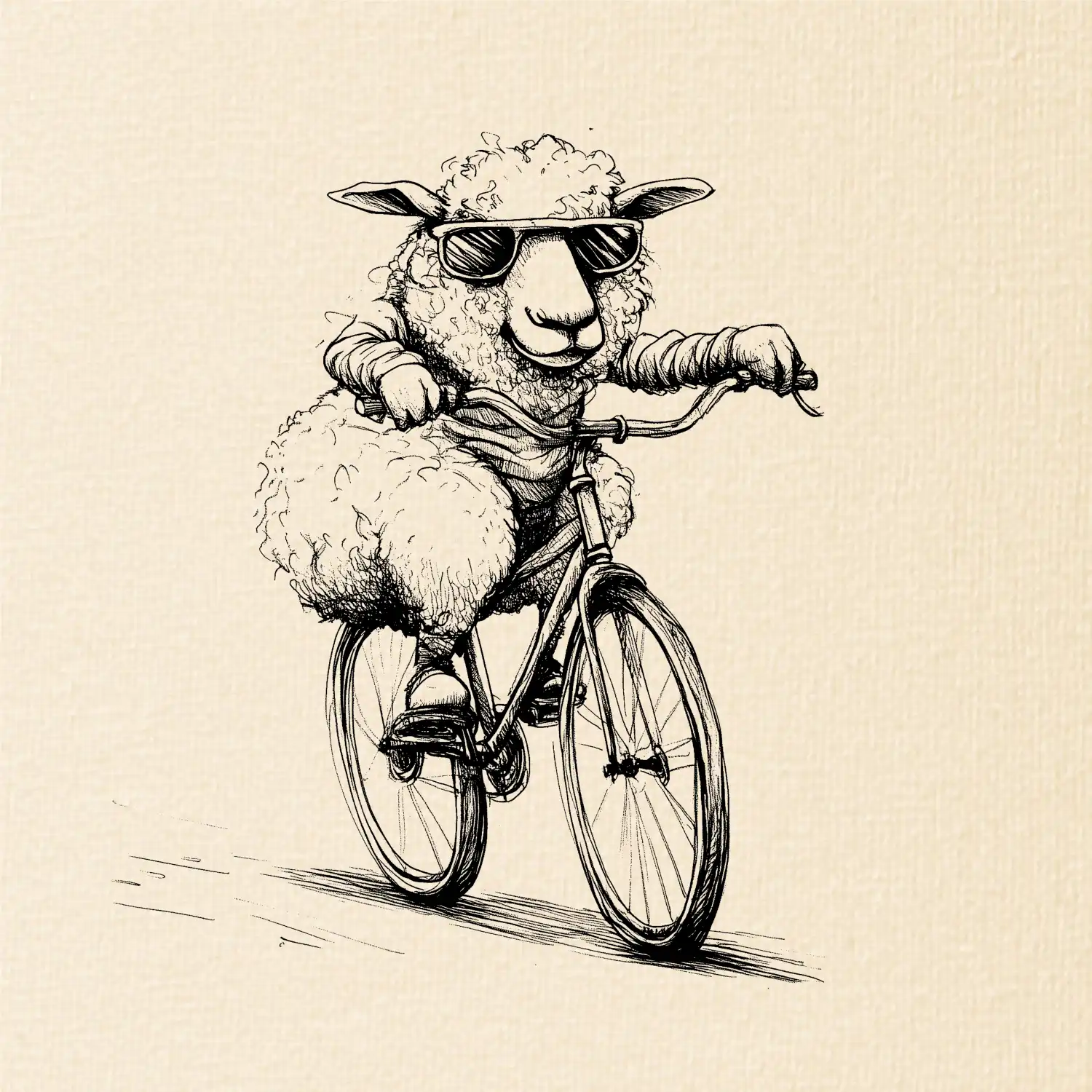 Ovce s brýlemi na kole