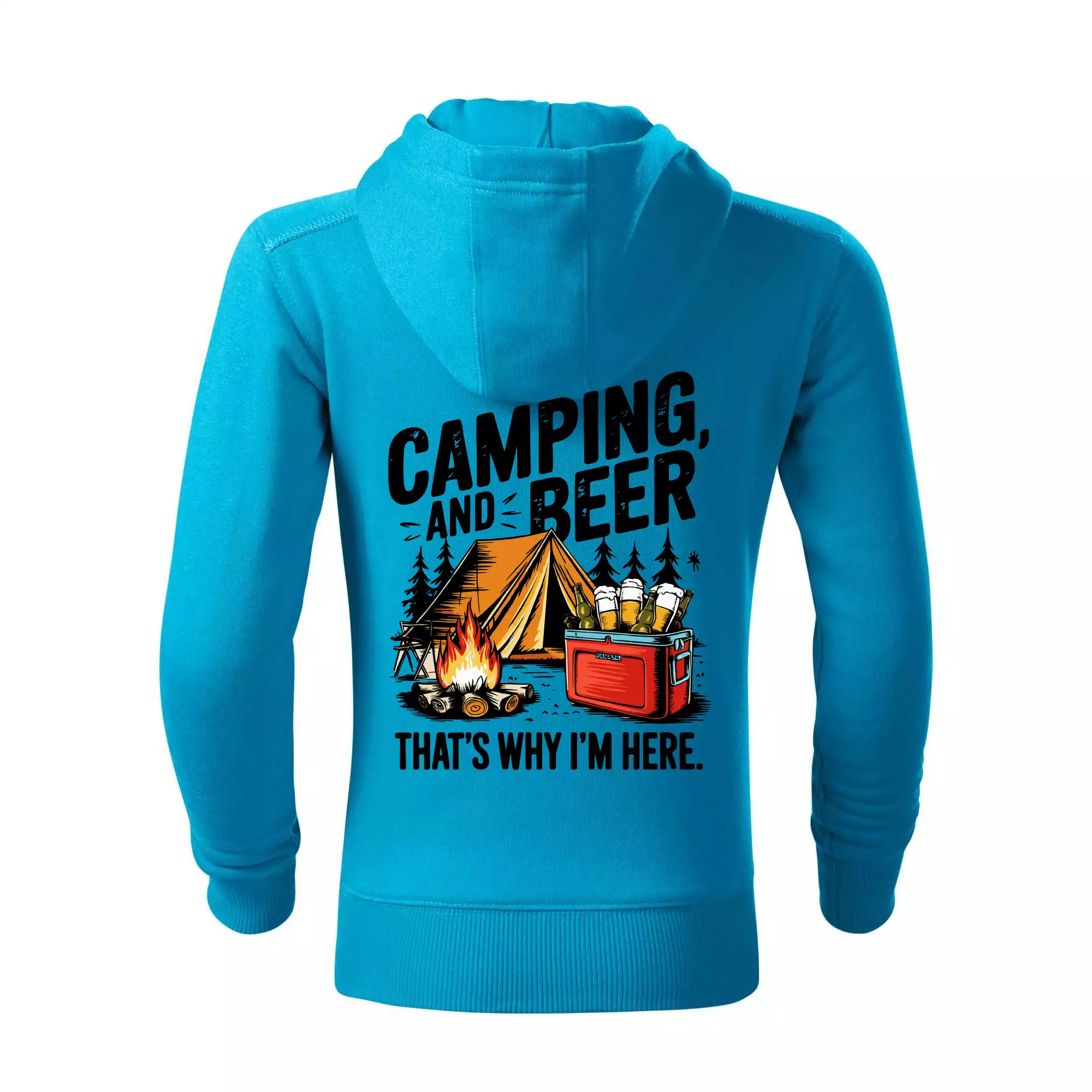 Černý nápis nápis Camping and beer