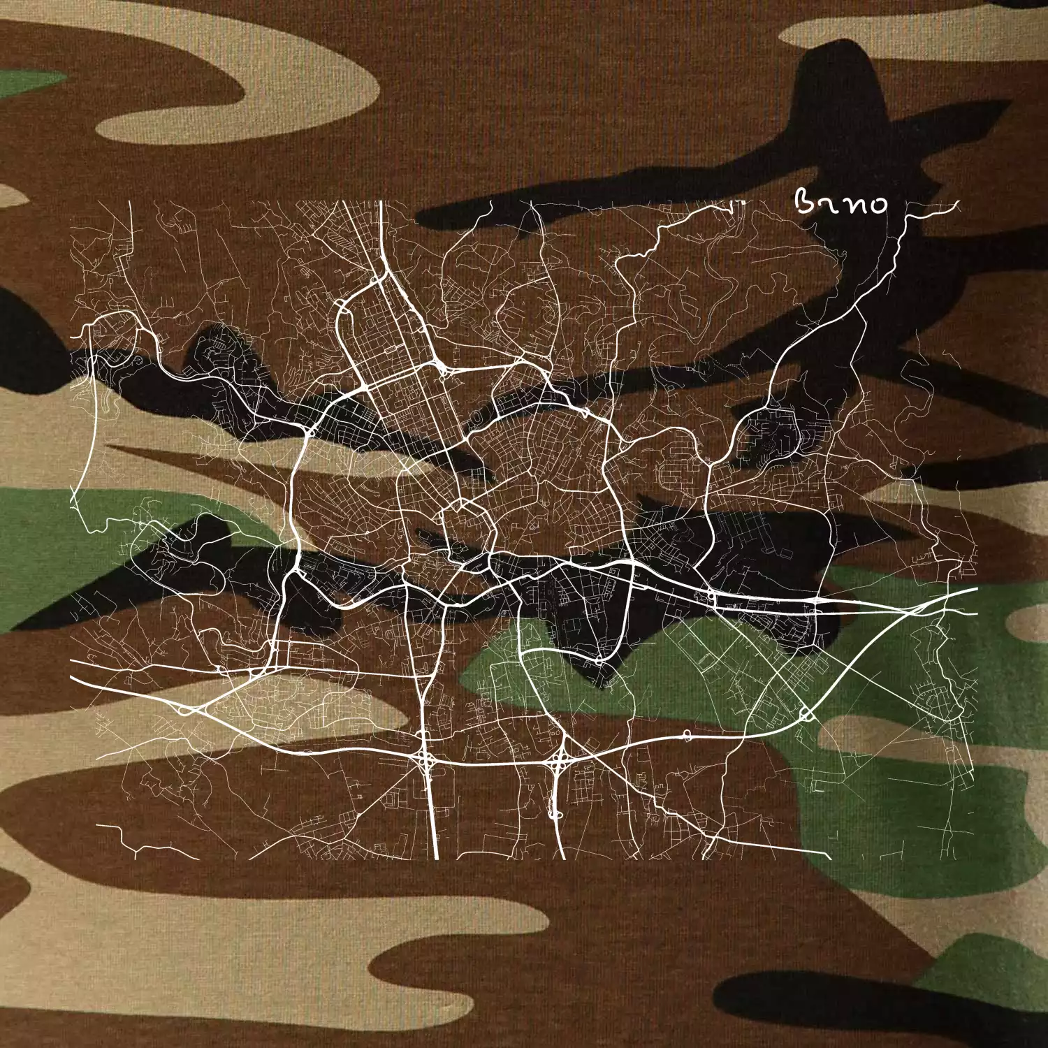 Černobílá mapa Brno