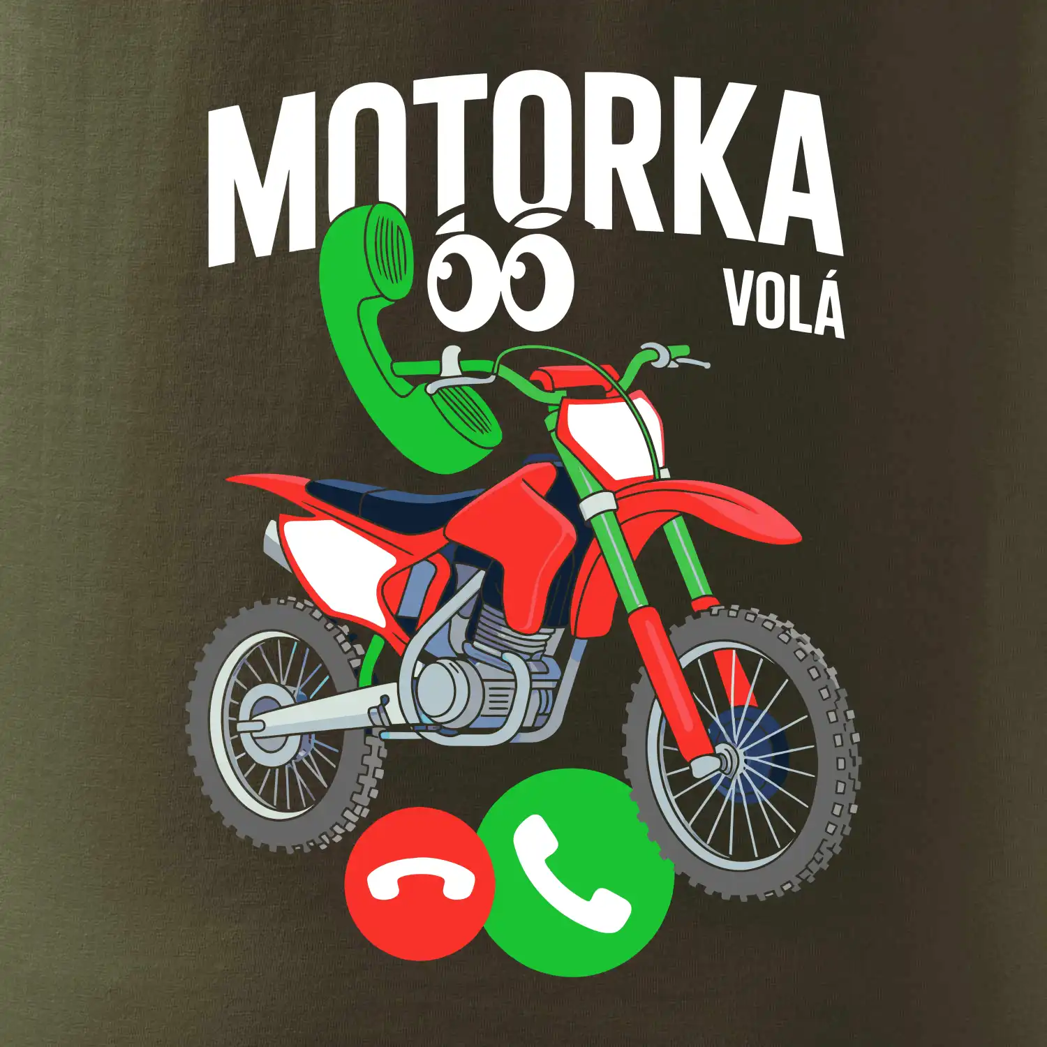 Karikatura motorka cross volá