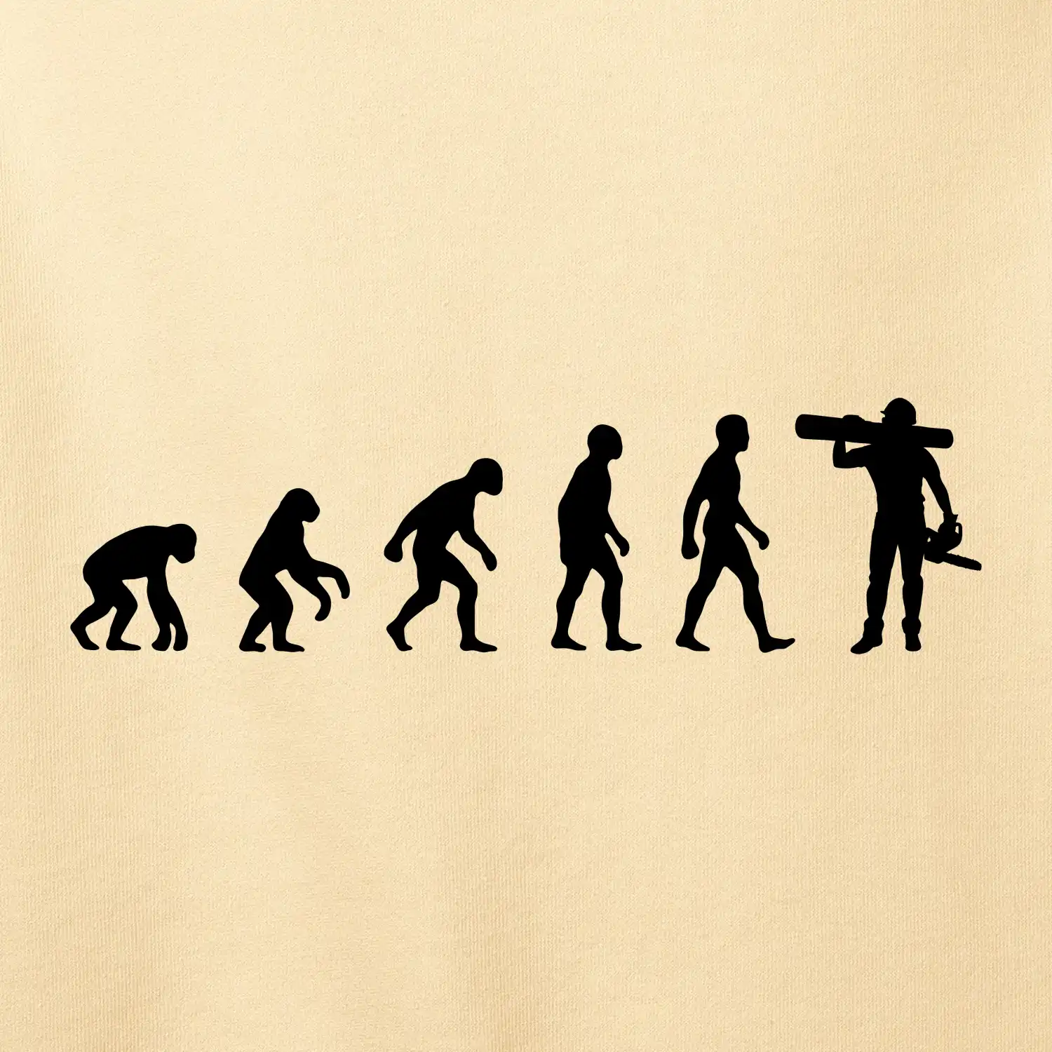 Evoluce dřevorubec - pila a kmen