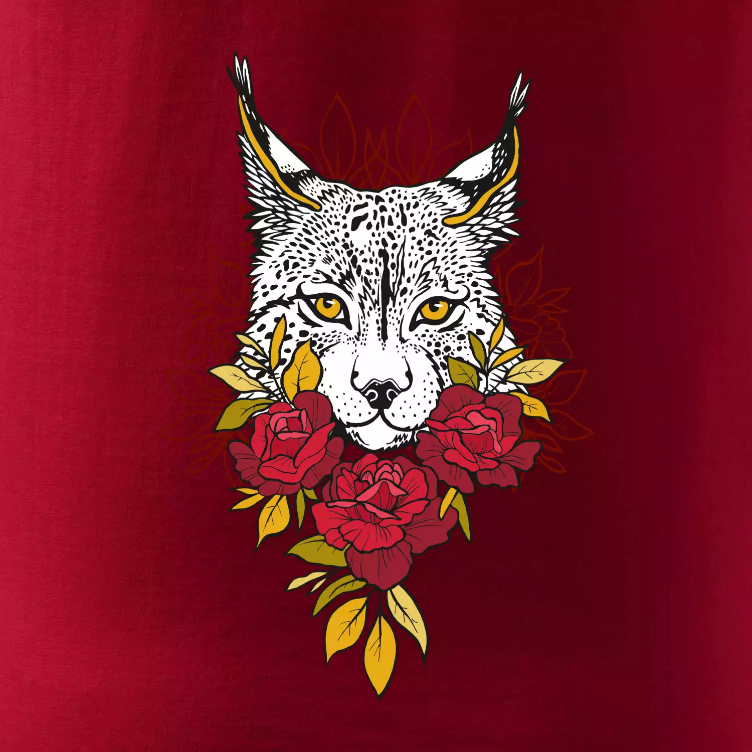 Rys s červenými růžemi  (Pecka design)