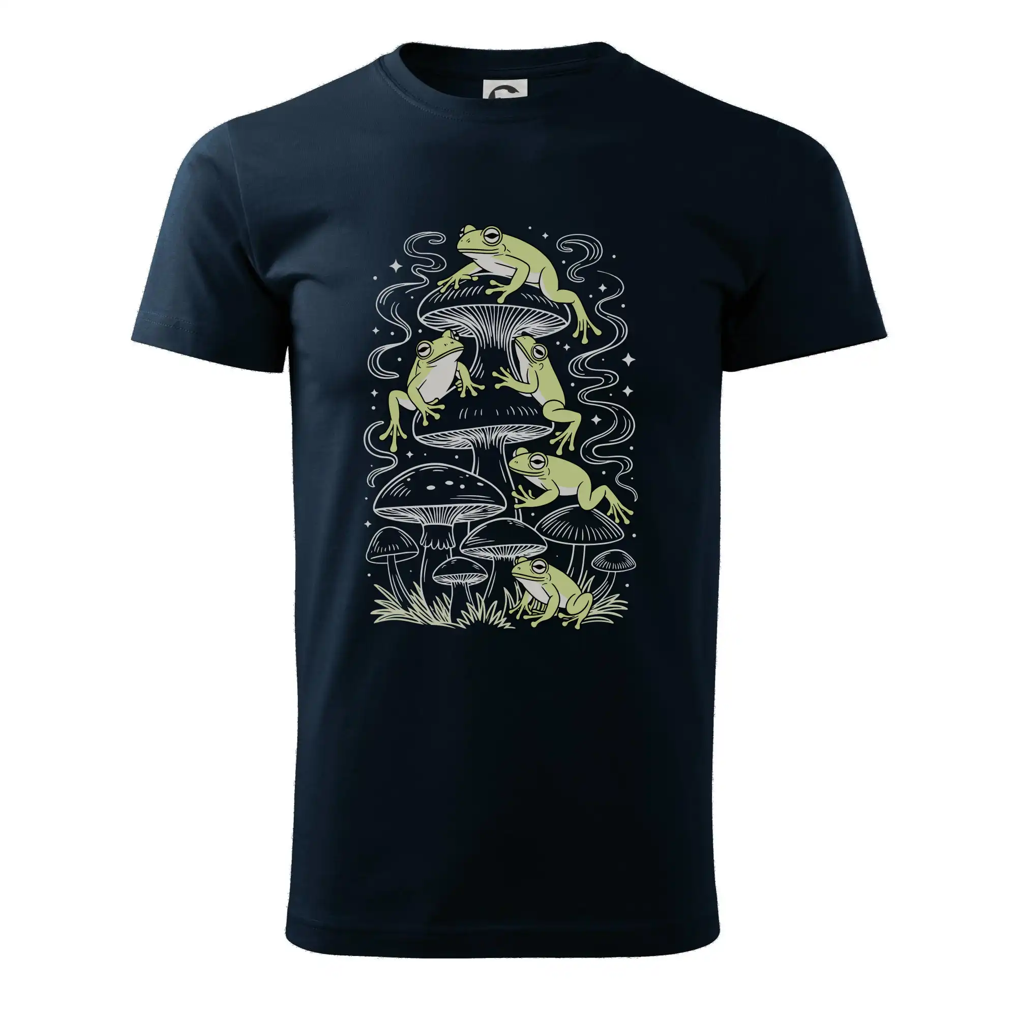 Goblincore frogs and various mushrooms