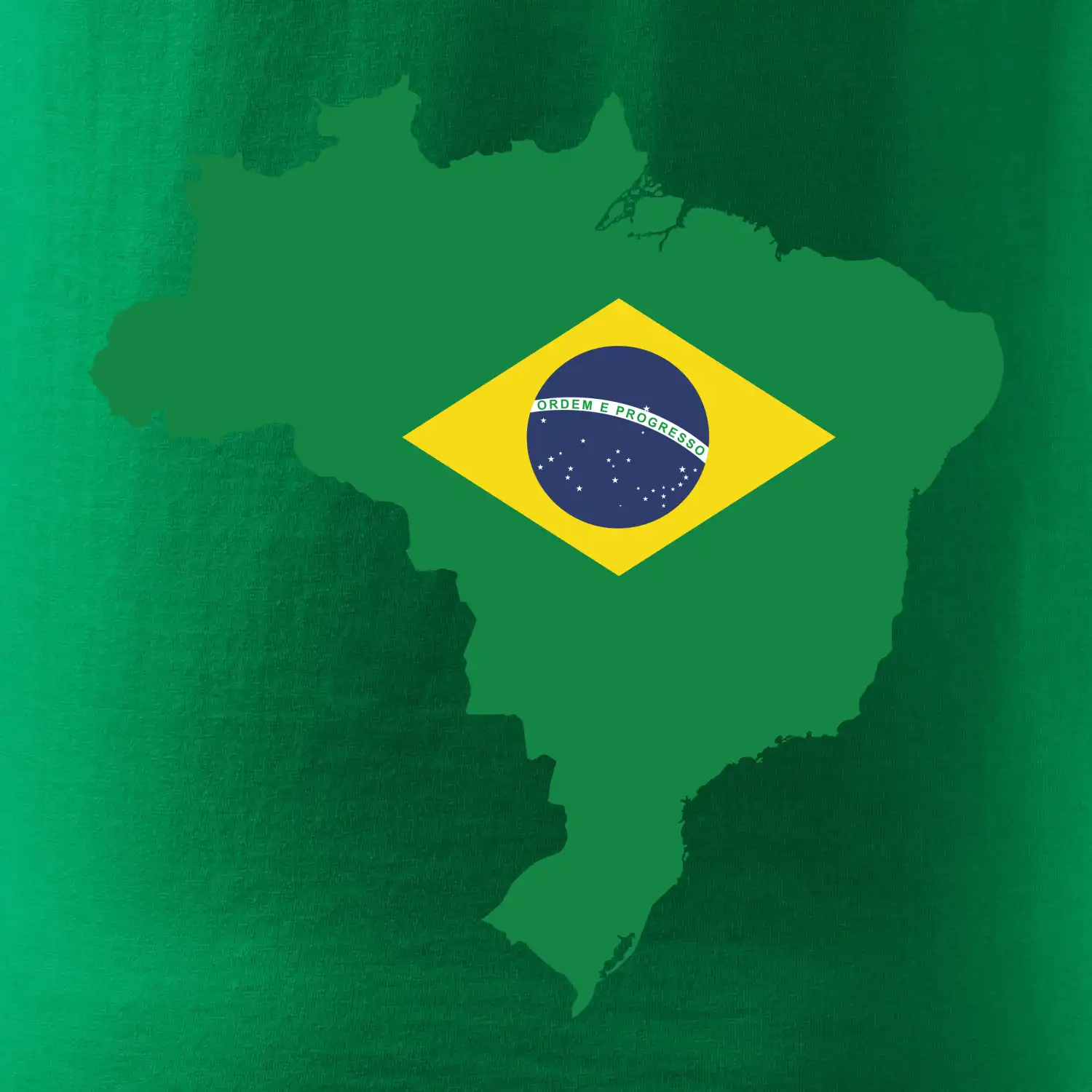 Brazílie vlajka v mapě