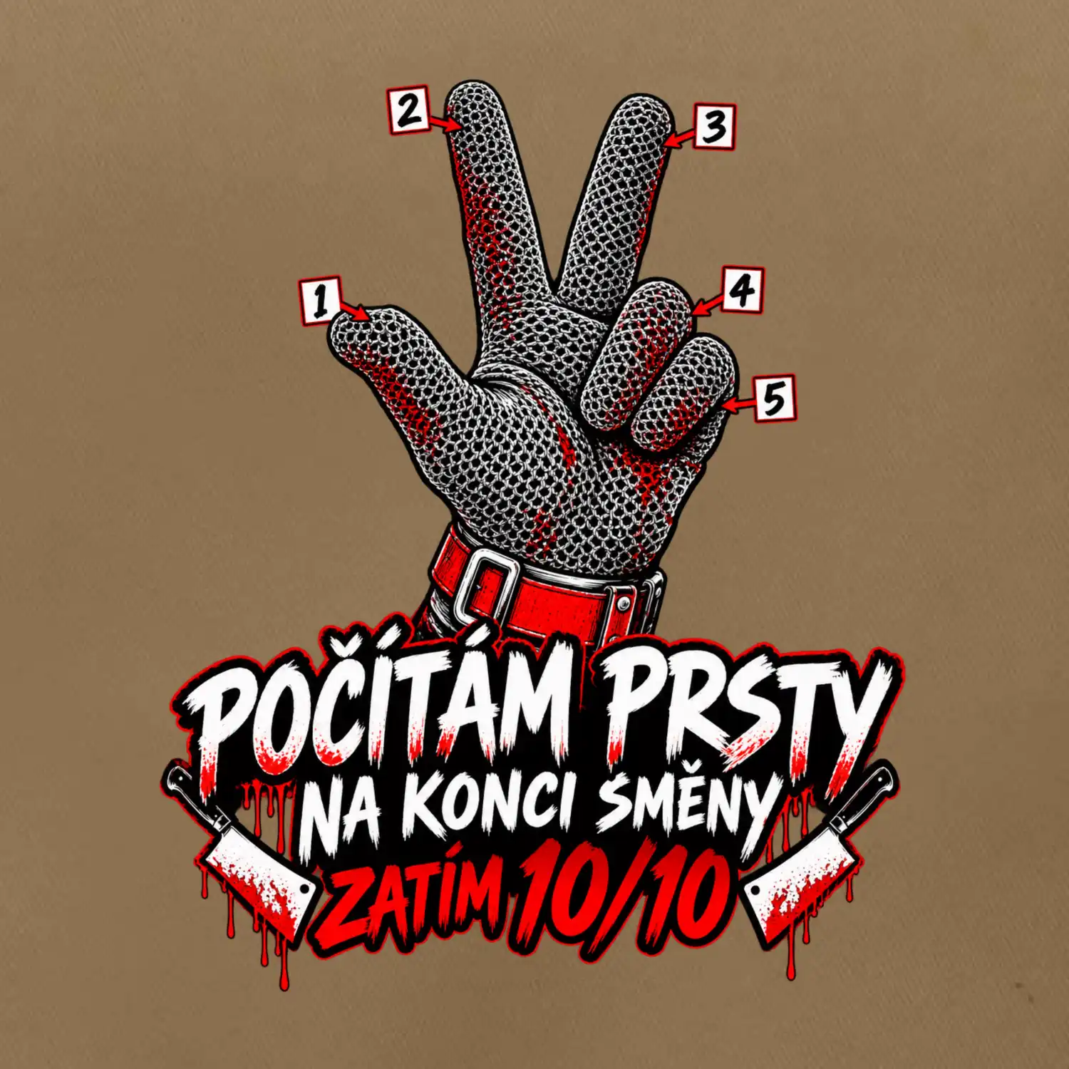 Řezník počítám prsty na konci směny