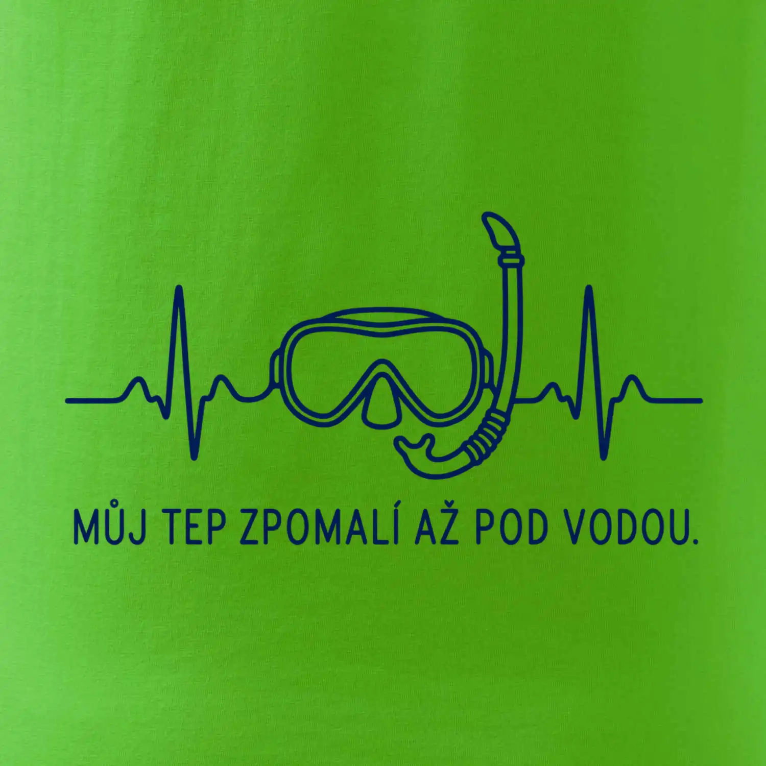 Můj tep zpomalí až pod vodou křivka EKG s maskou a šnorchlem