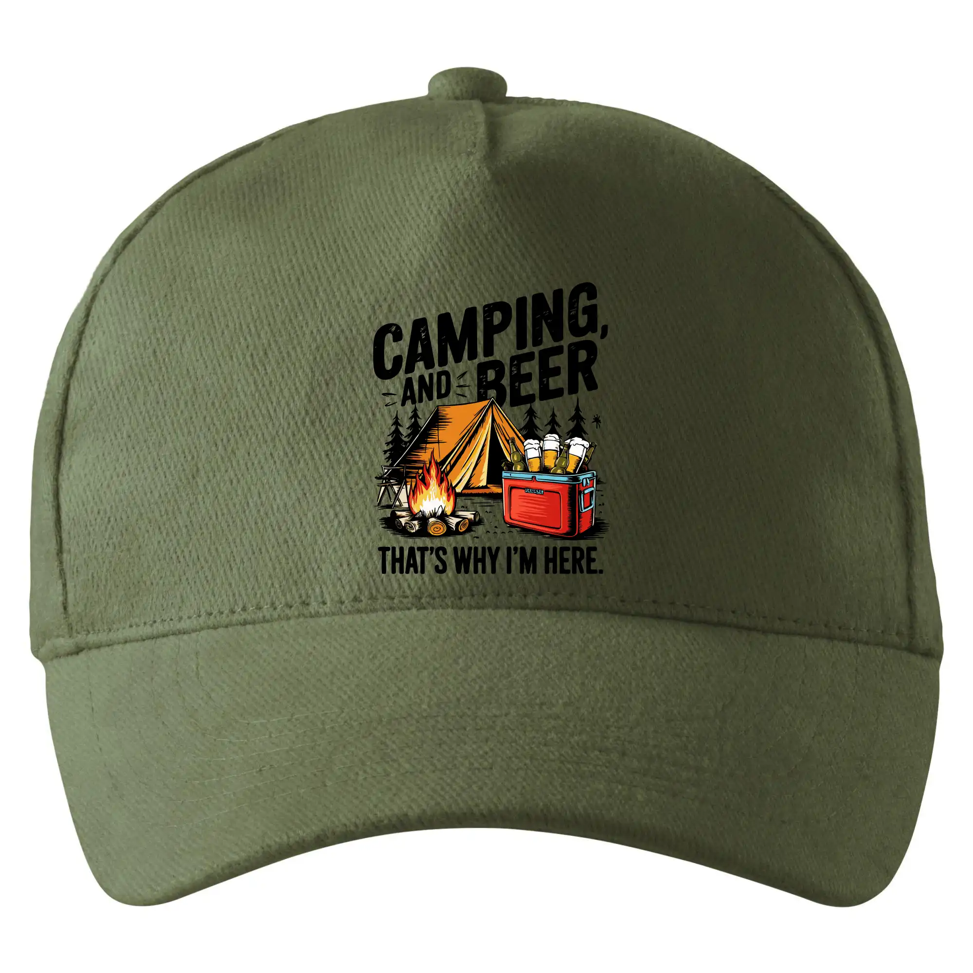 Černý nápis nápis Camping and beer