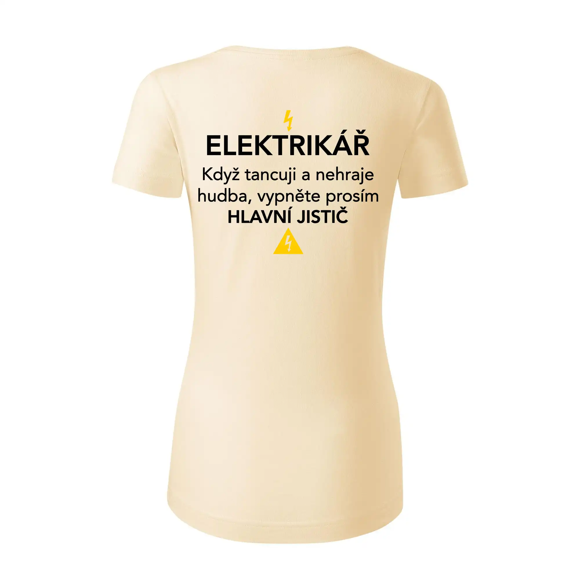 Elektrikář - hlavní jistič - Nápis na zádech