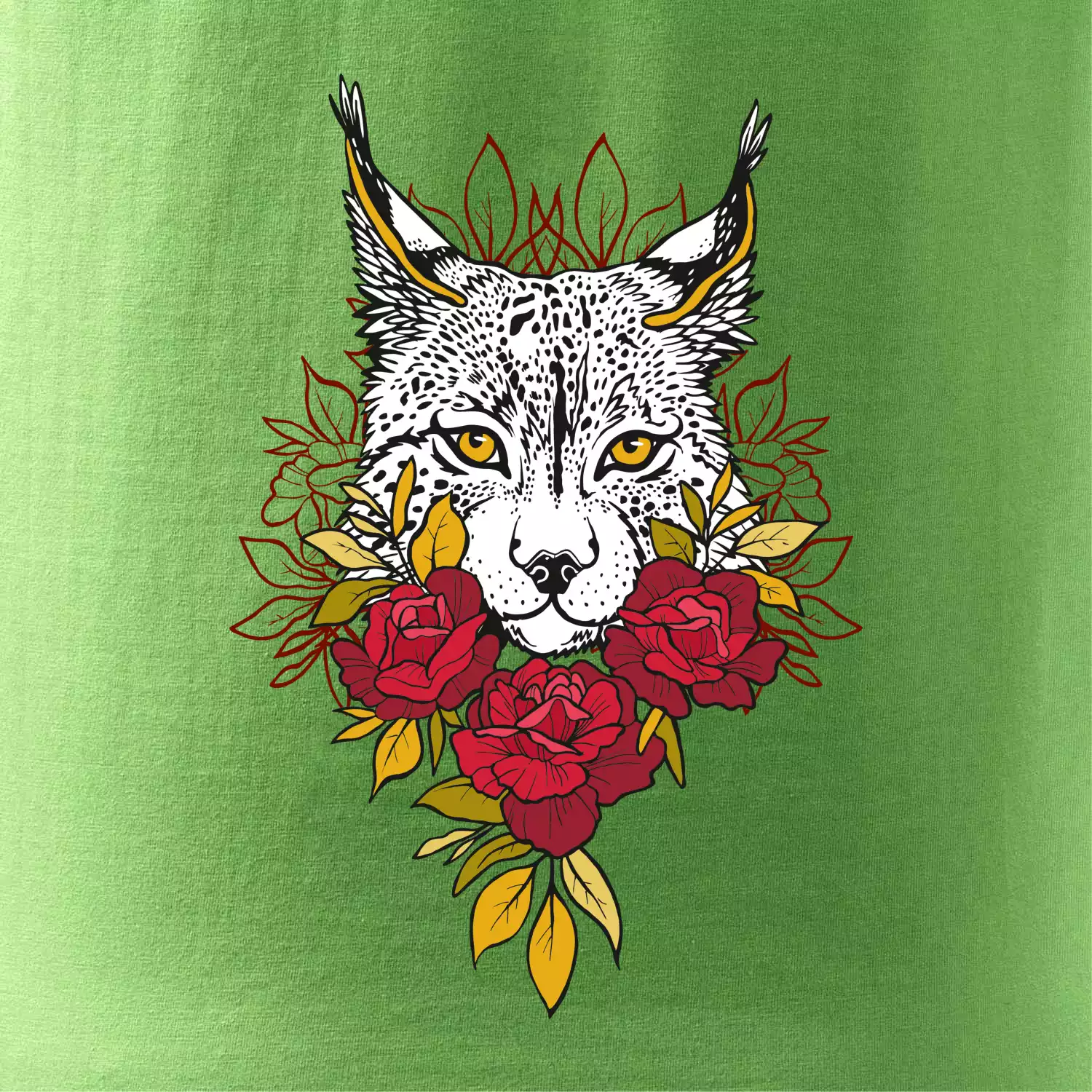 Rys s červenými růžemi  (Pecka design)