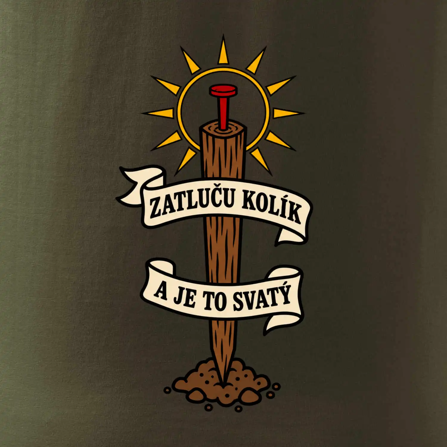 Geodet zatluču kolík a je to svatý