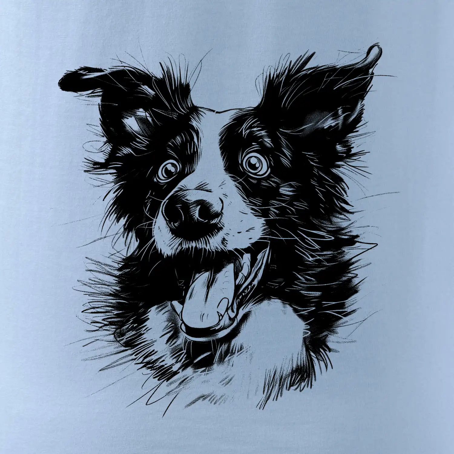 Černobílá karikatura Border kolie