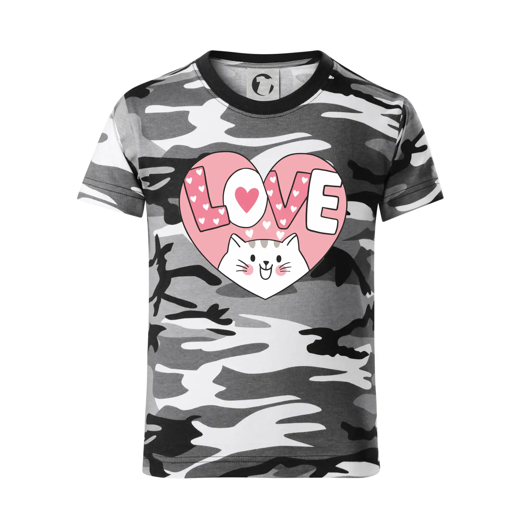Kočka love - růžové srdce