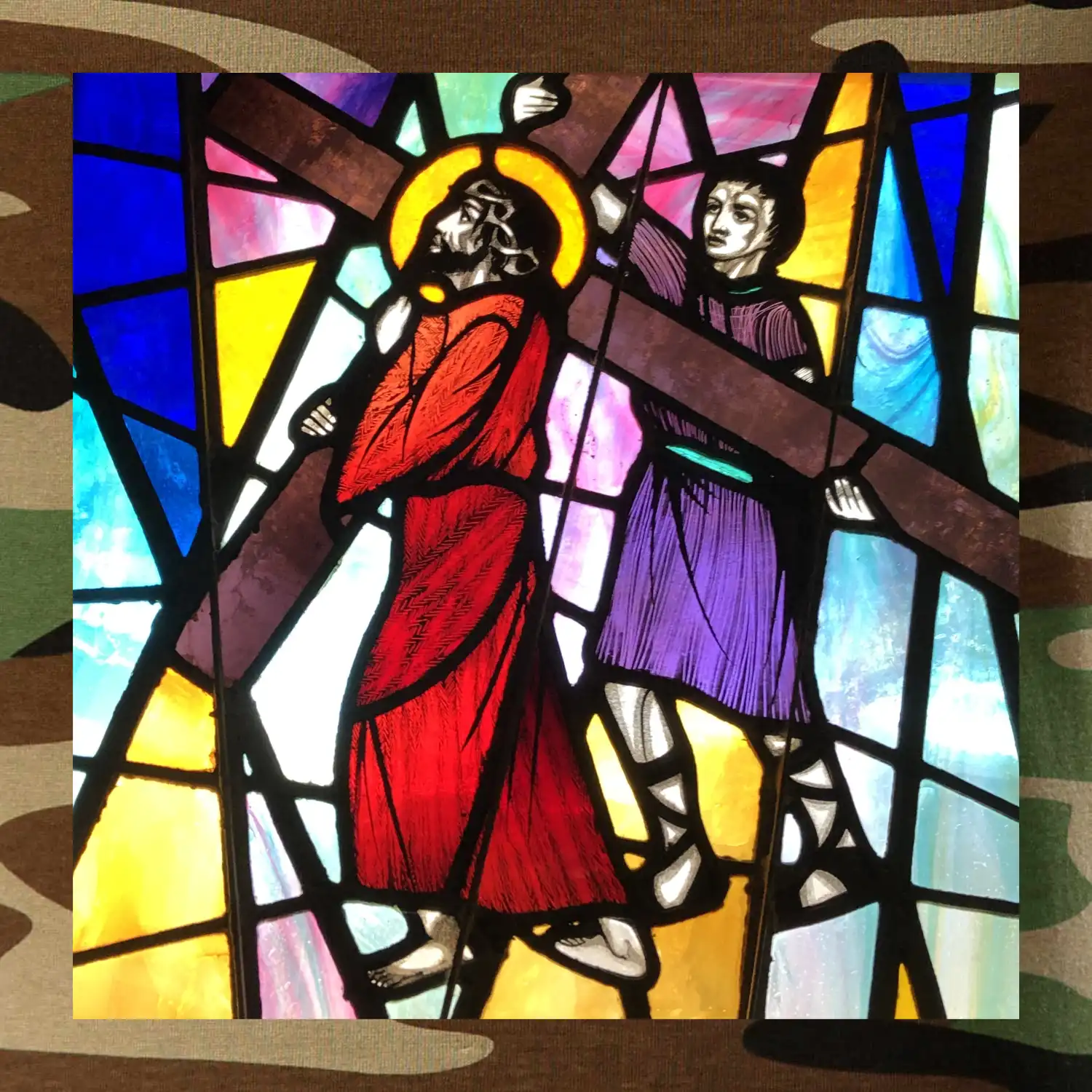 Vitráž - Ježíš a kříž