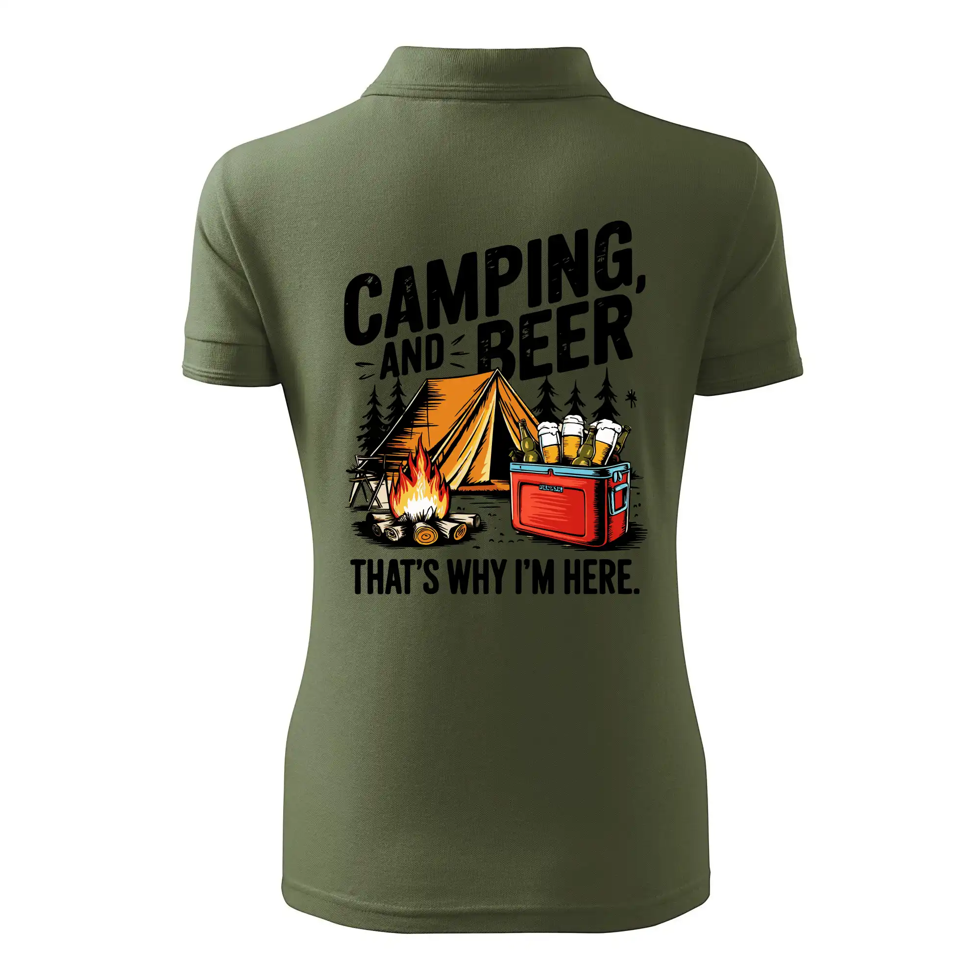 Černý nápis nápis Camping and beer