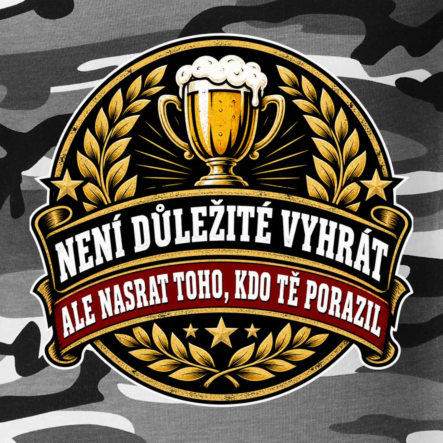 Není důležité vyhrát - pivní pohár a zlatý vavřín