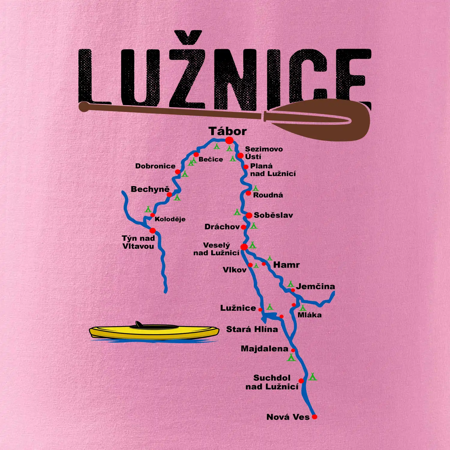 Mapa řeky Lužnice