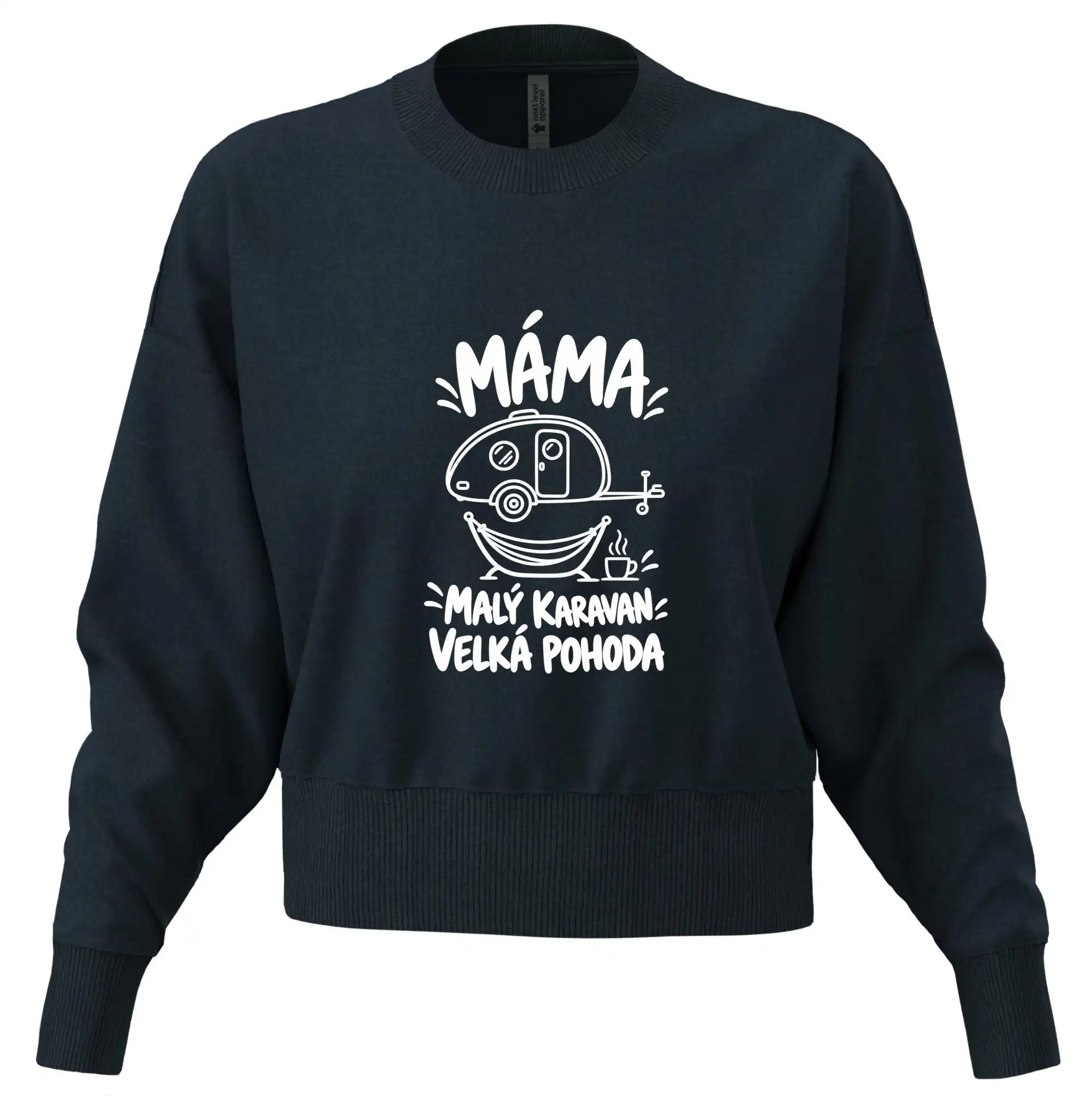 Máma malý karavan velká pohoda bílý linkový potisk