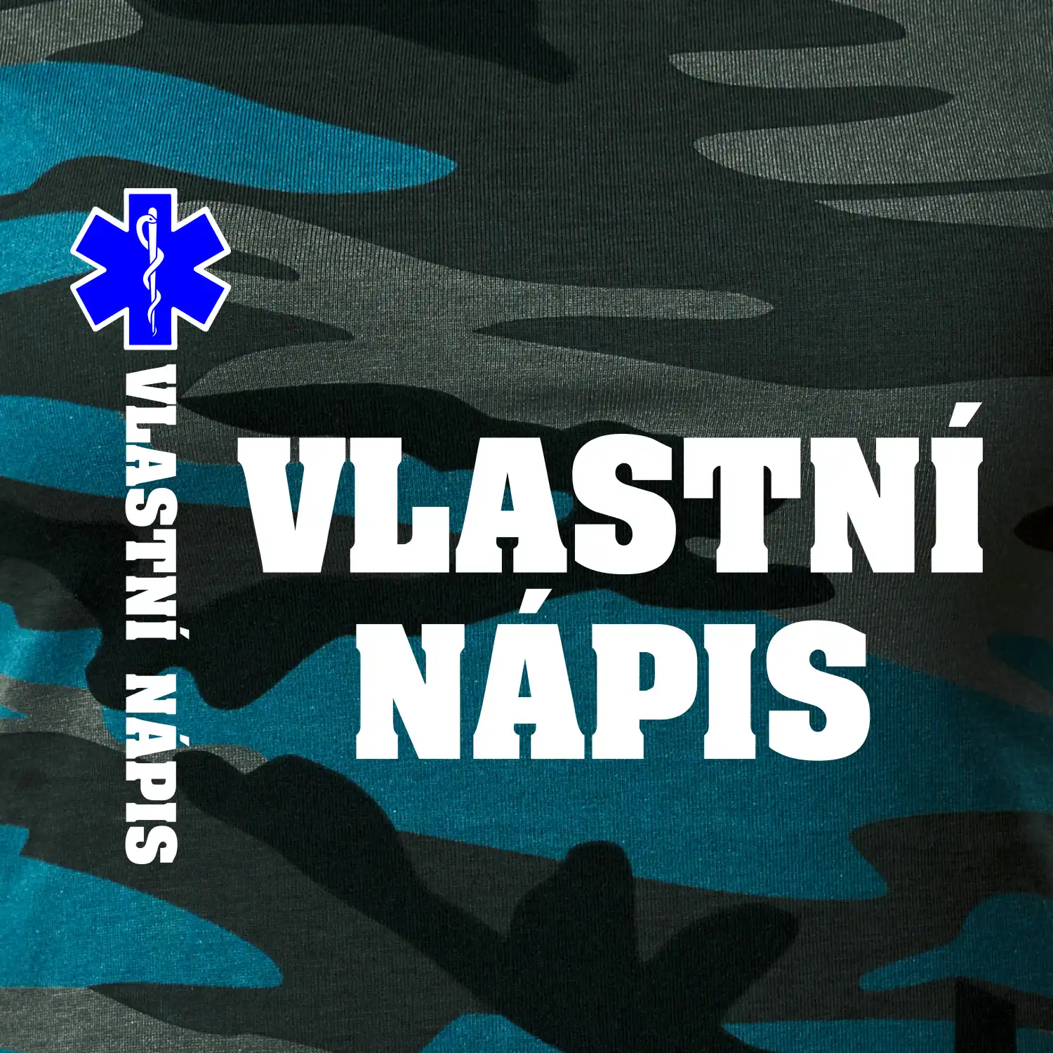 Hvězda života - vlastní nápis vpředu a vzadu