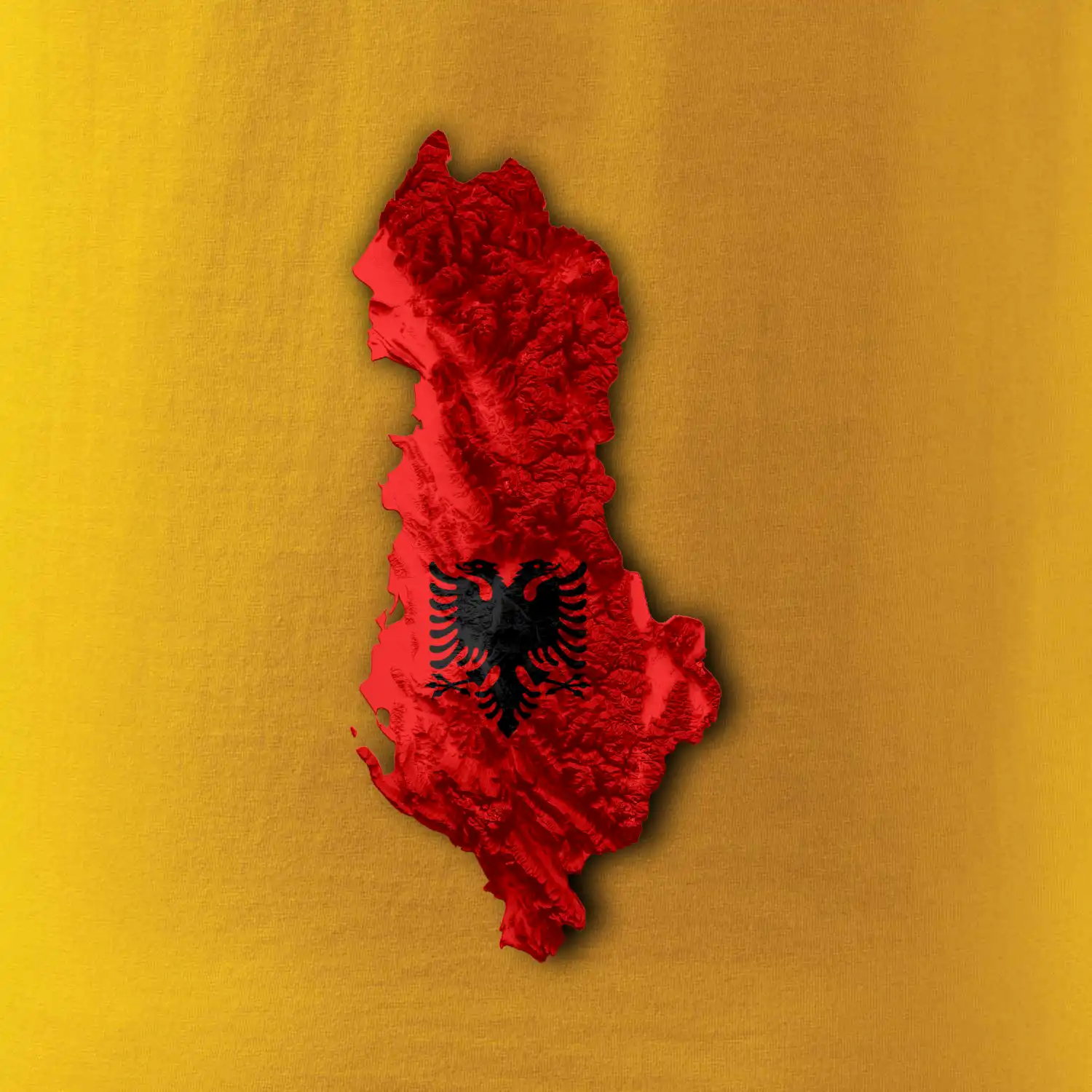 Mapa Albánie reliéf hor