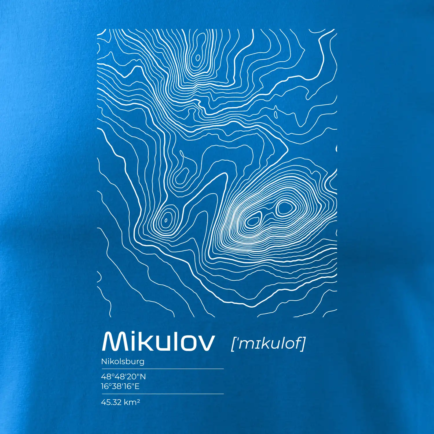 Mikulov - vrstevnice v obdélníku