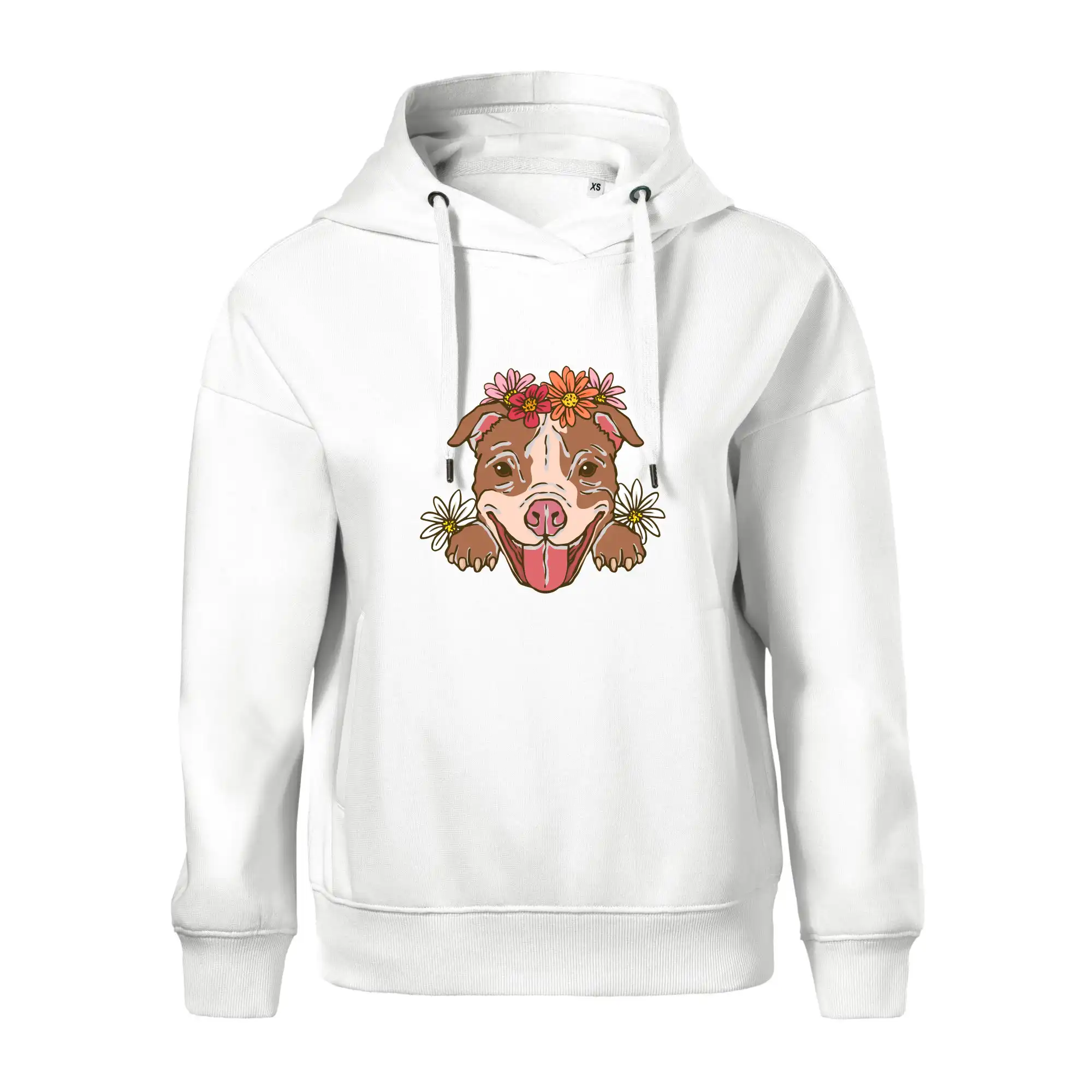 Americký stafordširský teriér hlava s květinami