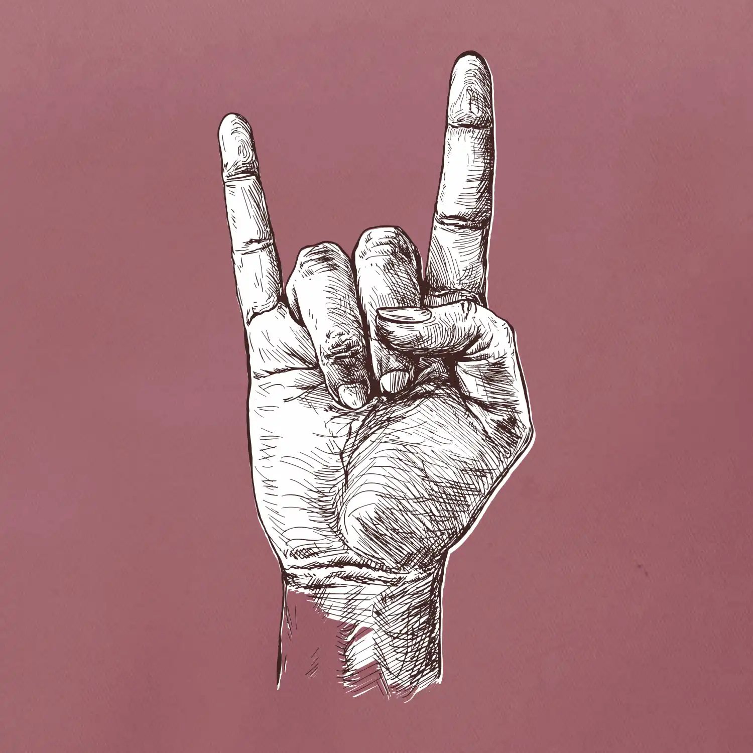 Rocková ruka kreslená